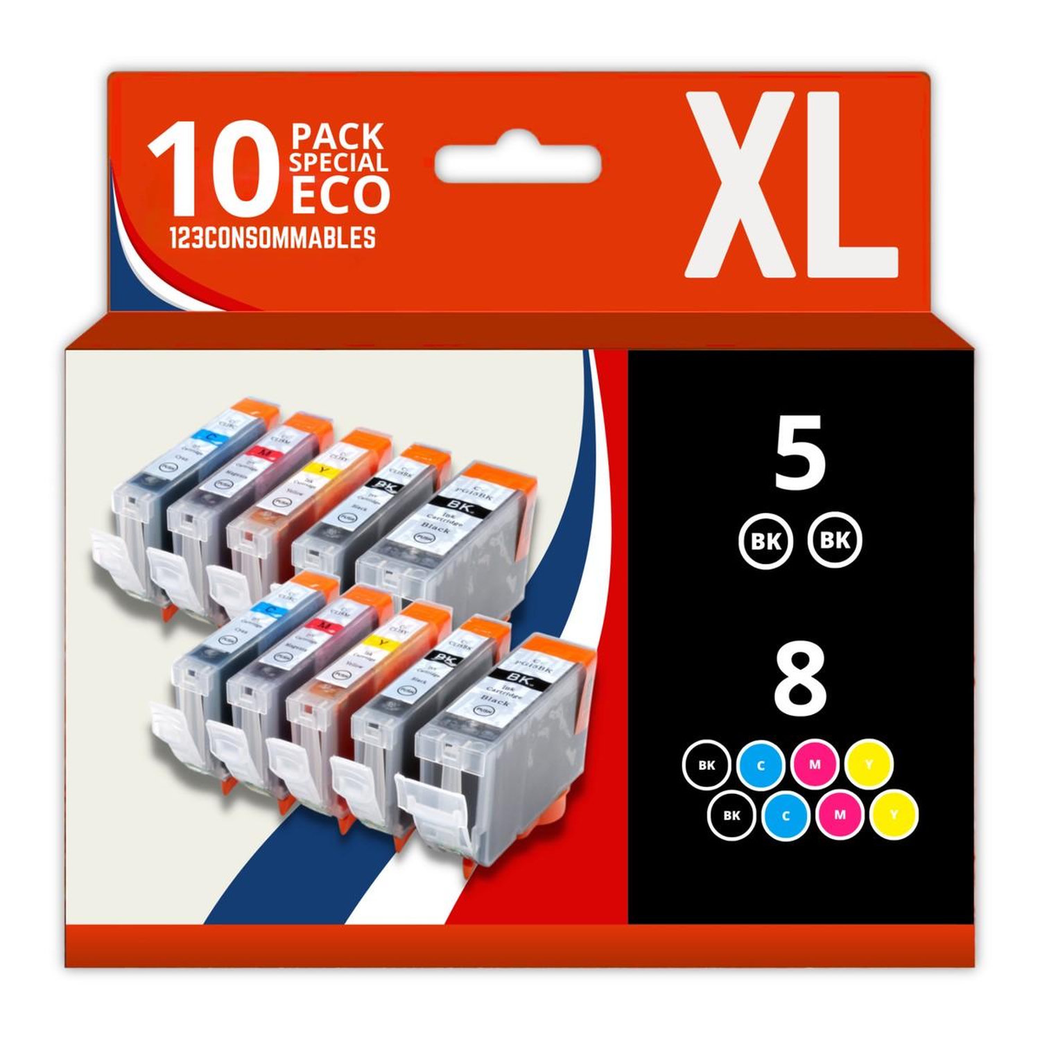 Pack 10 cartouches compatibles CANON PGI 5CLI 8 Neuf - vue 3