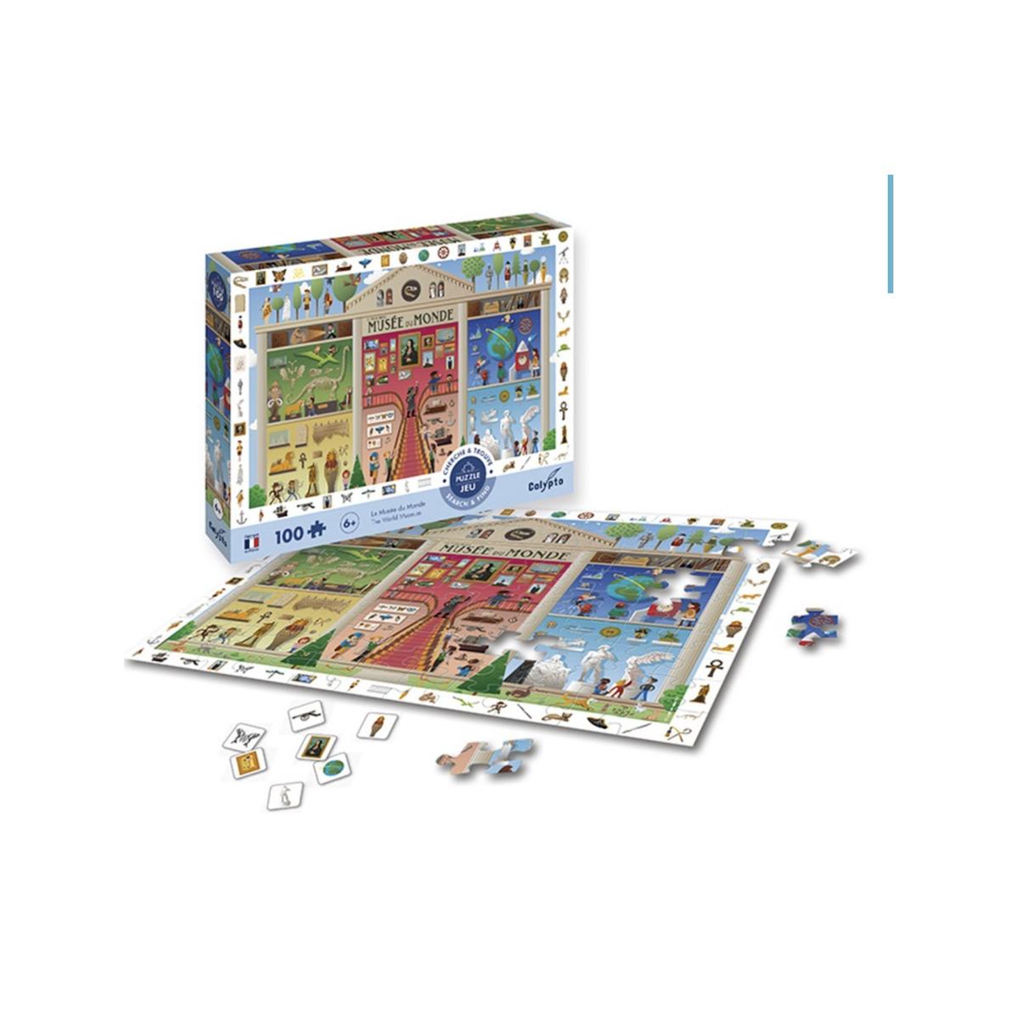 Voir la diapositive 2 : Sentosphere Puzzle 100 pieces cherche et trouve - Le musee du monde - Calypto -
