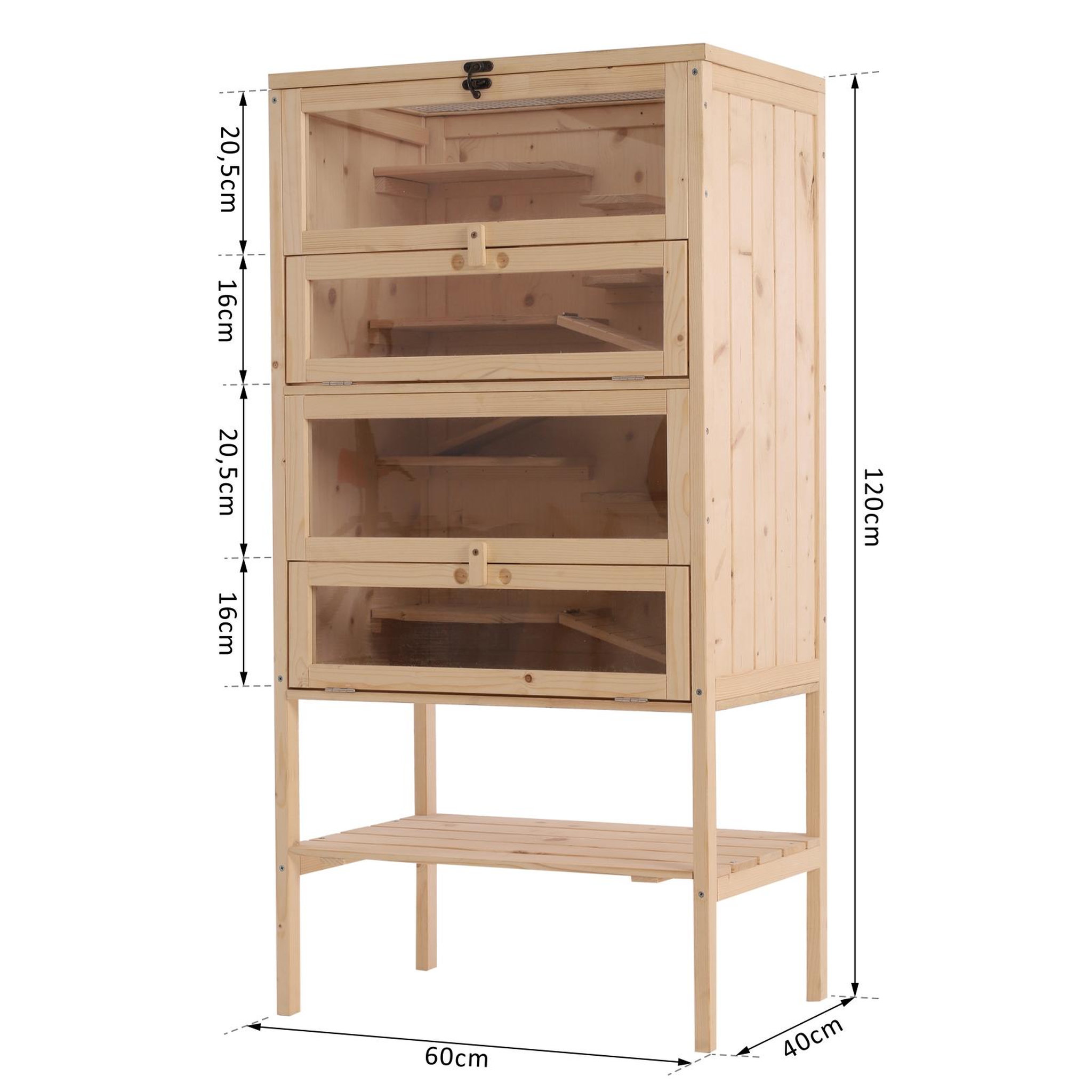 Voir la diapositive 3 : PAWHUT Cage pour hamsters souris petits rongeurs multi-niveaux 5 étages 10 plateformes bois de pin 60 x 40 x 120 cm