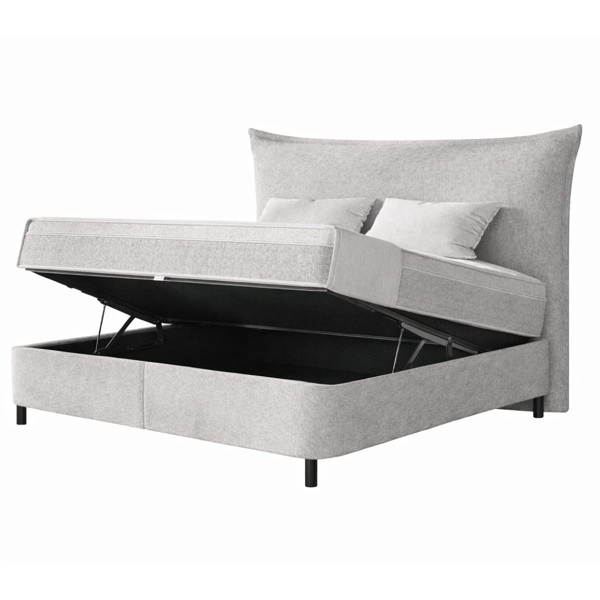 Voir la diapositive 5 : JLC KREATION Lit boxspring coffre complet 160cm + matelas + surmatelas nuage