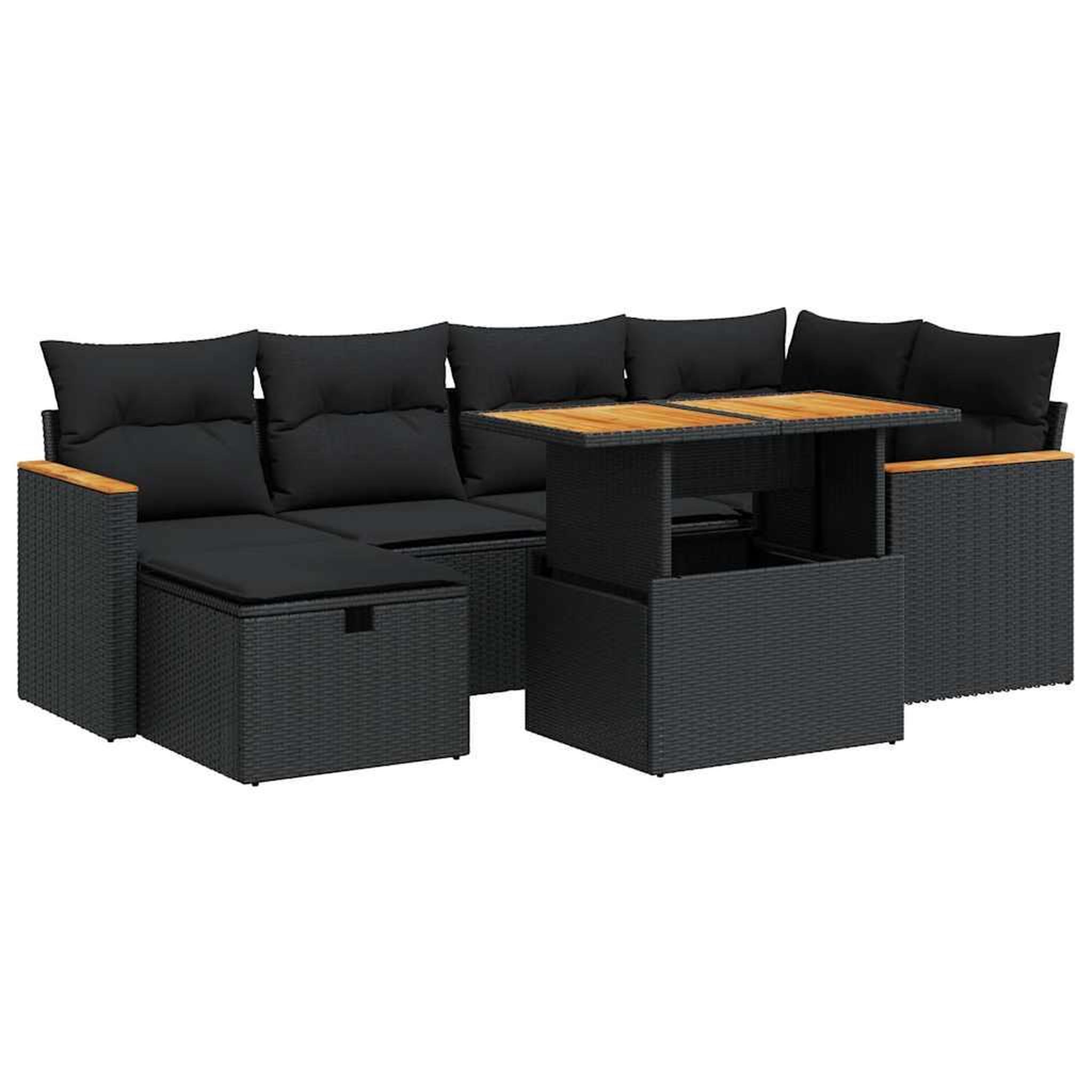 Voir la diapositive 2 : VIDAXL Salon de jardin 8 pcs avec coussins noir resine tressee