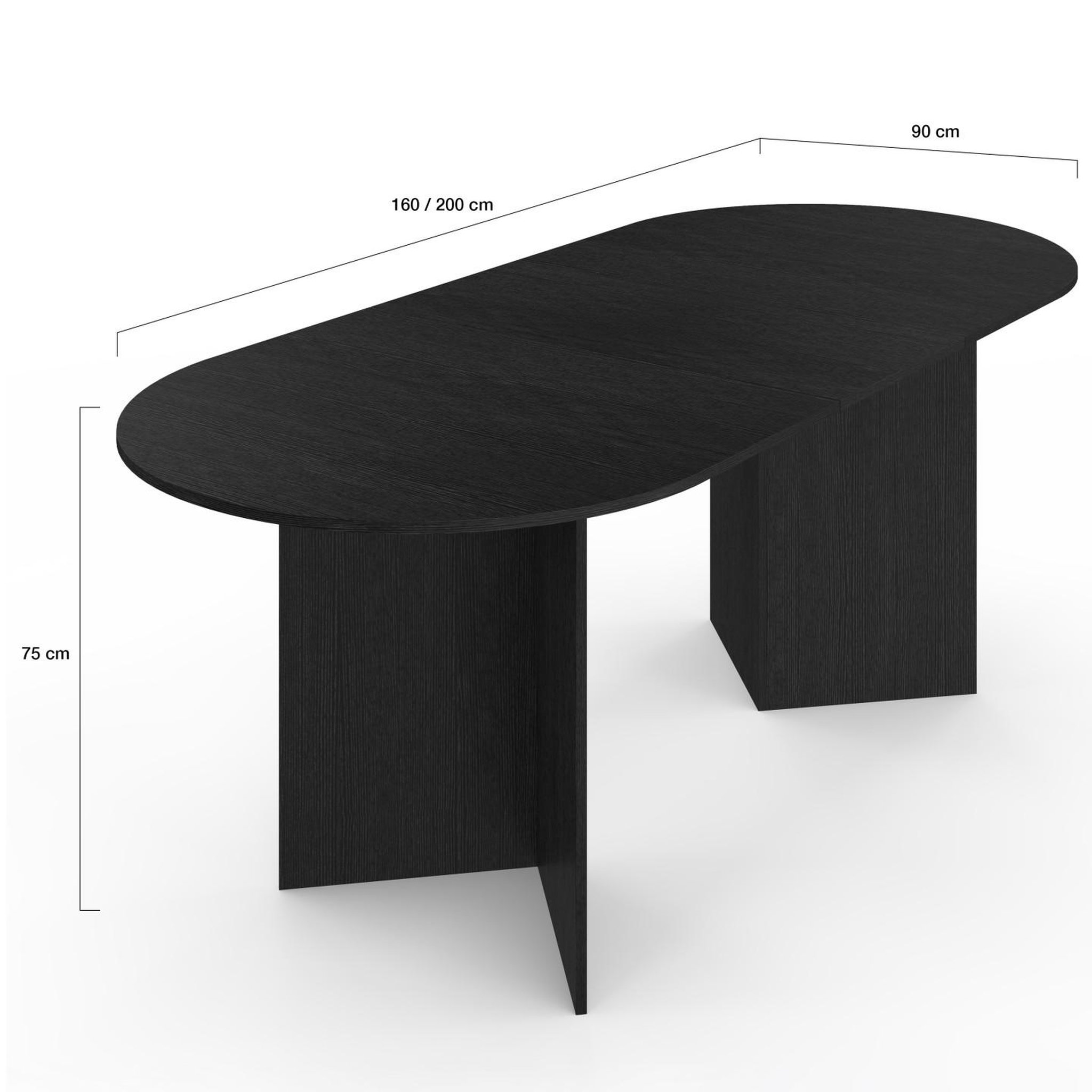 Voir la diapositive 5 : ID MARKET Table à manger extensible ovale marthe 6 -10 personnes bois noir 160-200 cm