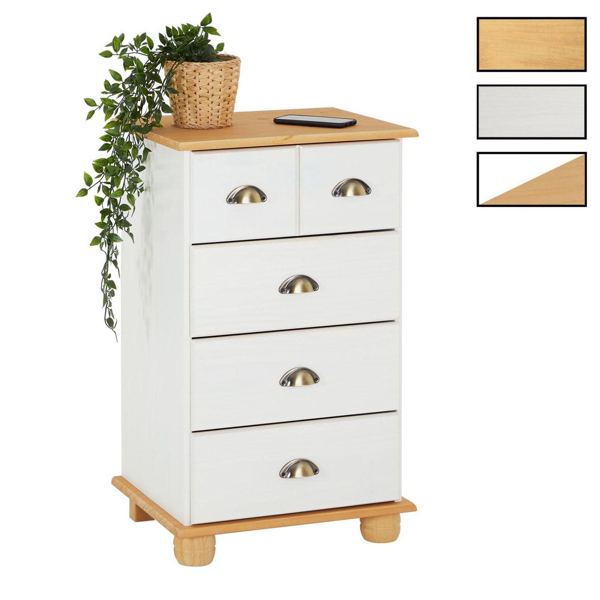 IDIMEX Commode apothicaire COLMAR en pin massif, 4 tiroirs. Coloris disponibles : Bicolore, Marron, Blanc