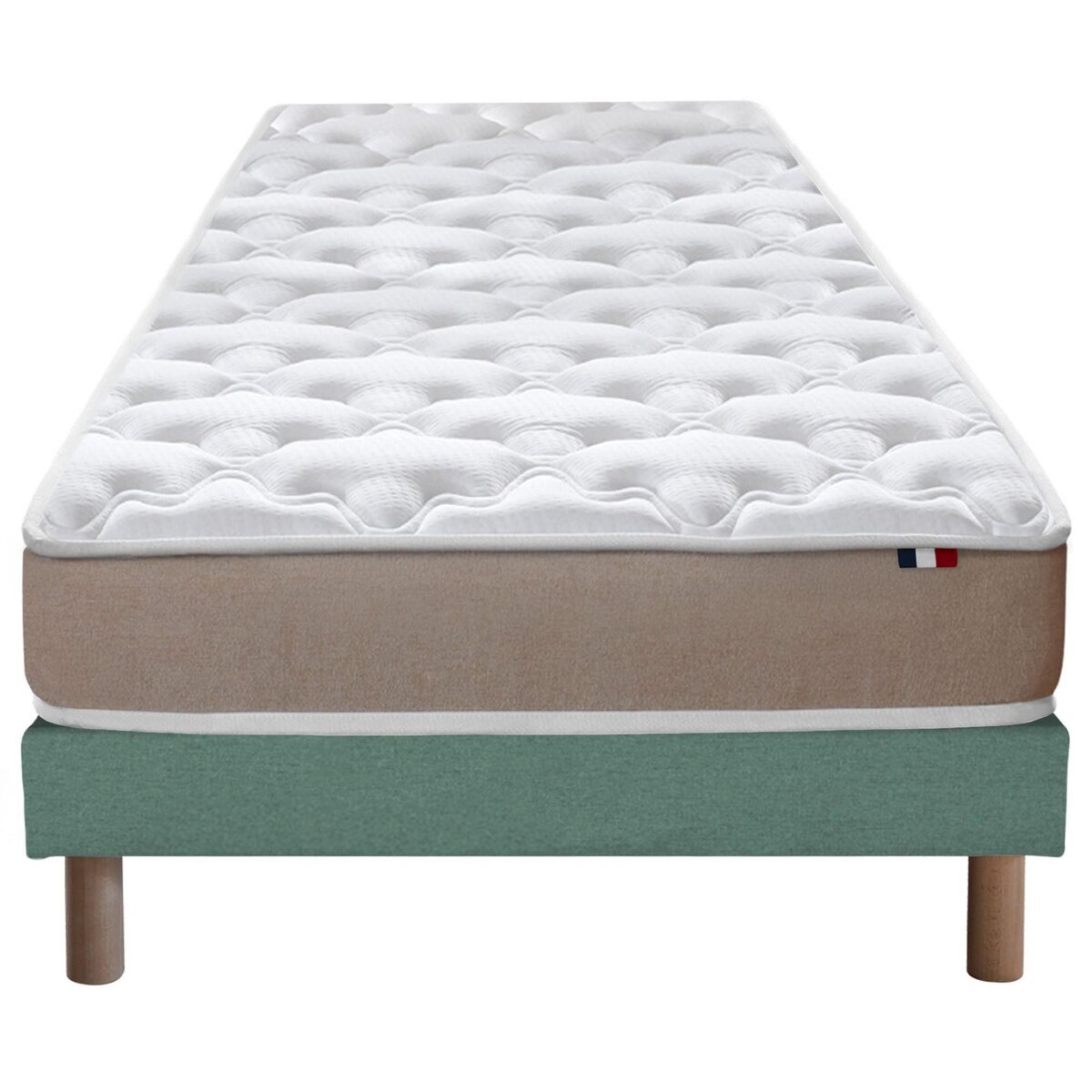 IDLITERIE Ensemble Matelas Mousse Haute Résilience ESSENCE + Latex 3 zones +Sommier - Made in France