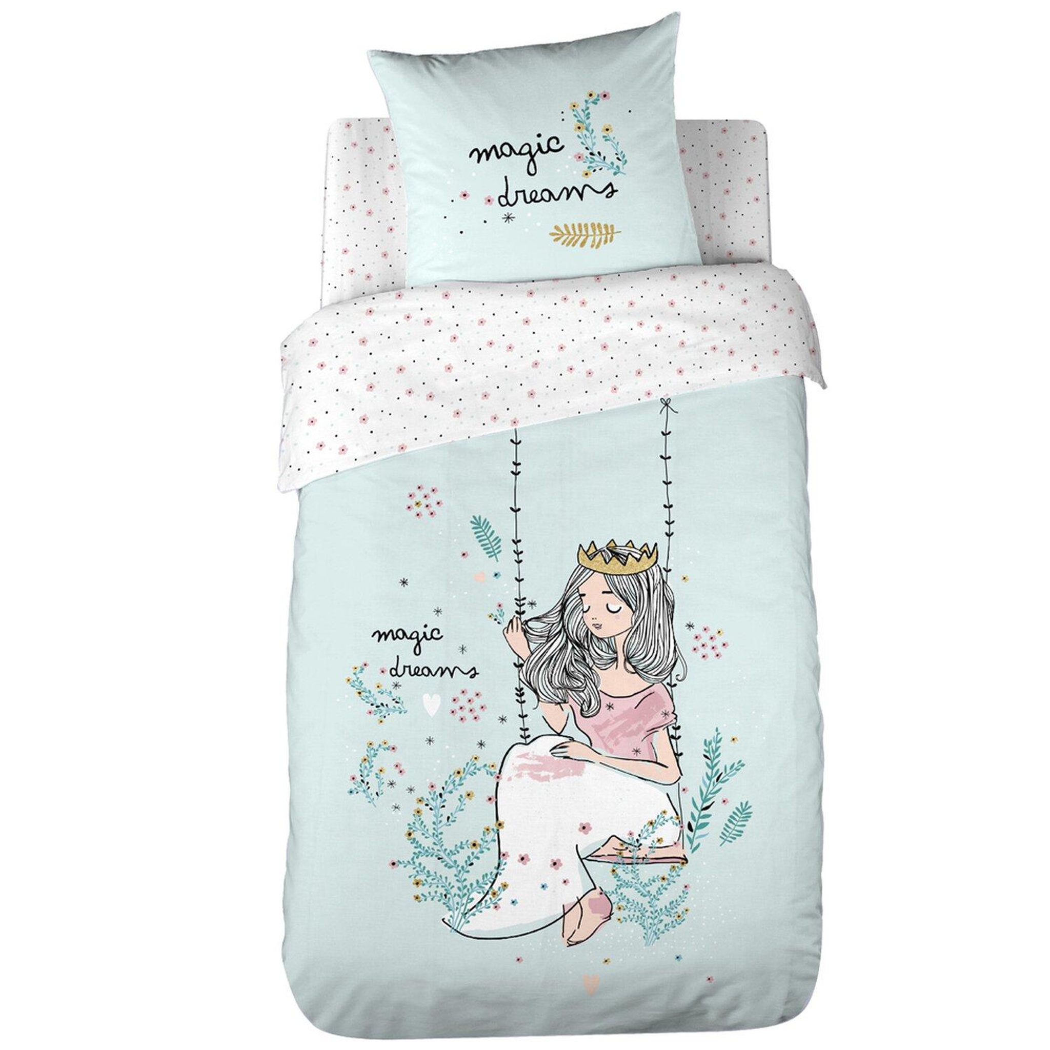 Voir la diapositive 3 : Home collection Parure housse de couette reversible 140x200cm coton bio 57fils magic