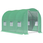 OUTSUNNY Serre de jardin tunnel surface sol 6 m² 3L x 2l x 2H m châssis tubulaire renforcé porte zippée 6 fenêtres enroulables vert