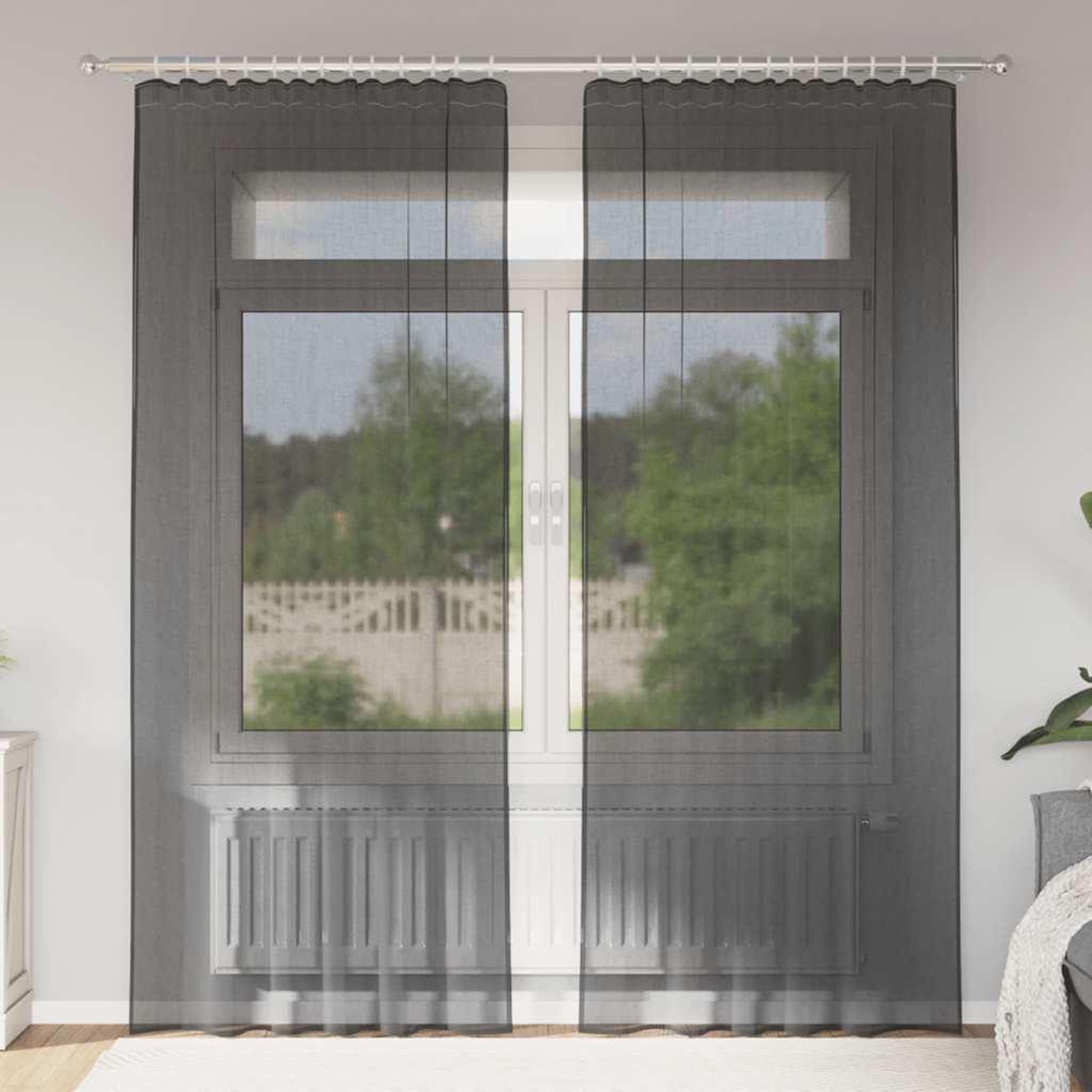 VIDAXL Rideaux en voile avec passants 2 pcs noir