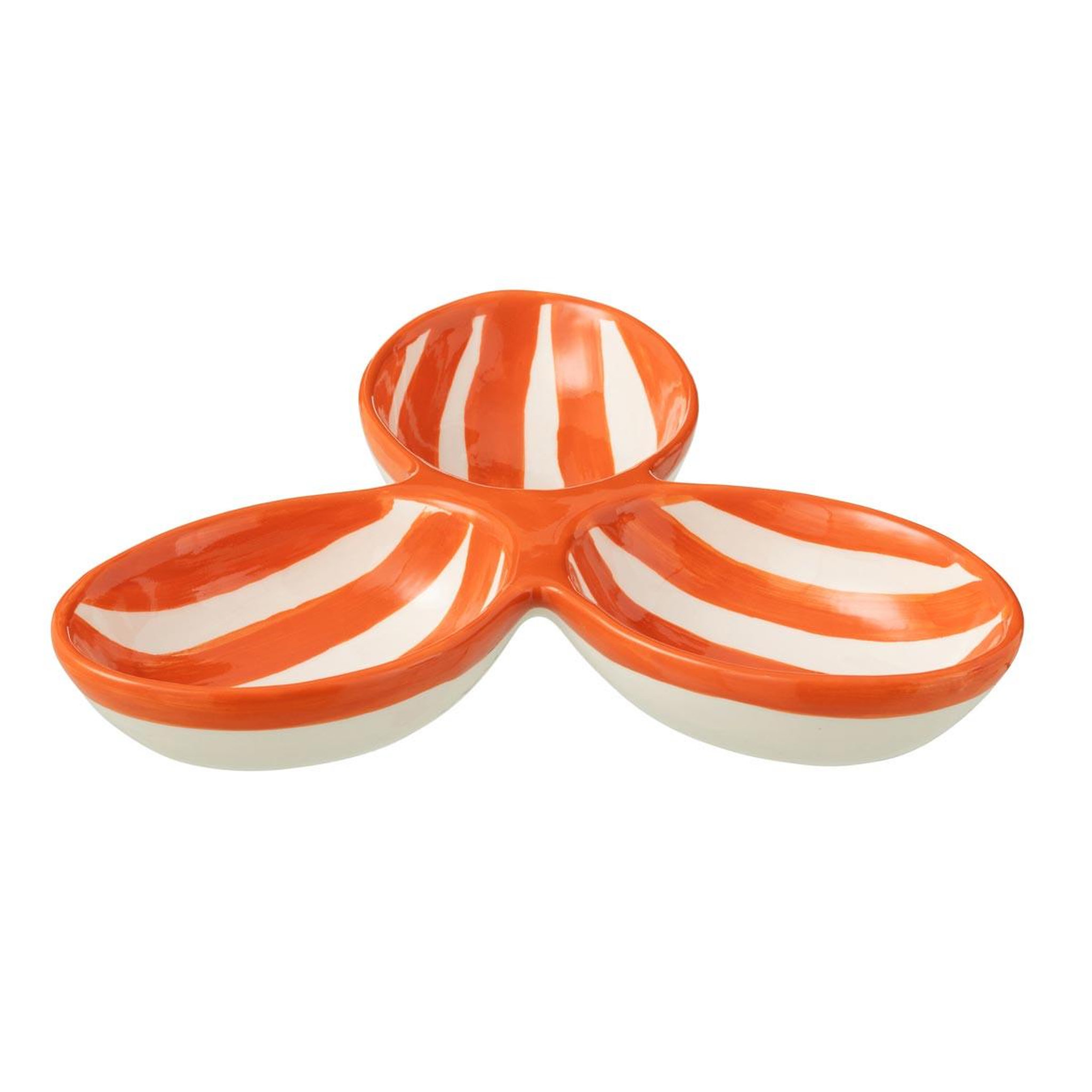 J-LINE Service apéritif en céramique  granada rayure  24cm orange