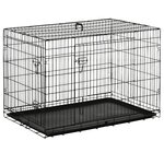 PAWHUT Cage caisse de transport pliante pour chien en métal noir 106 x 71 x 76 cm
