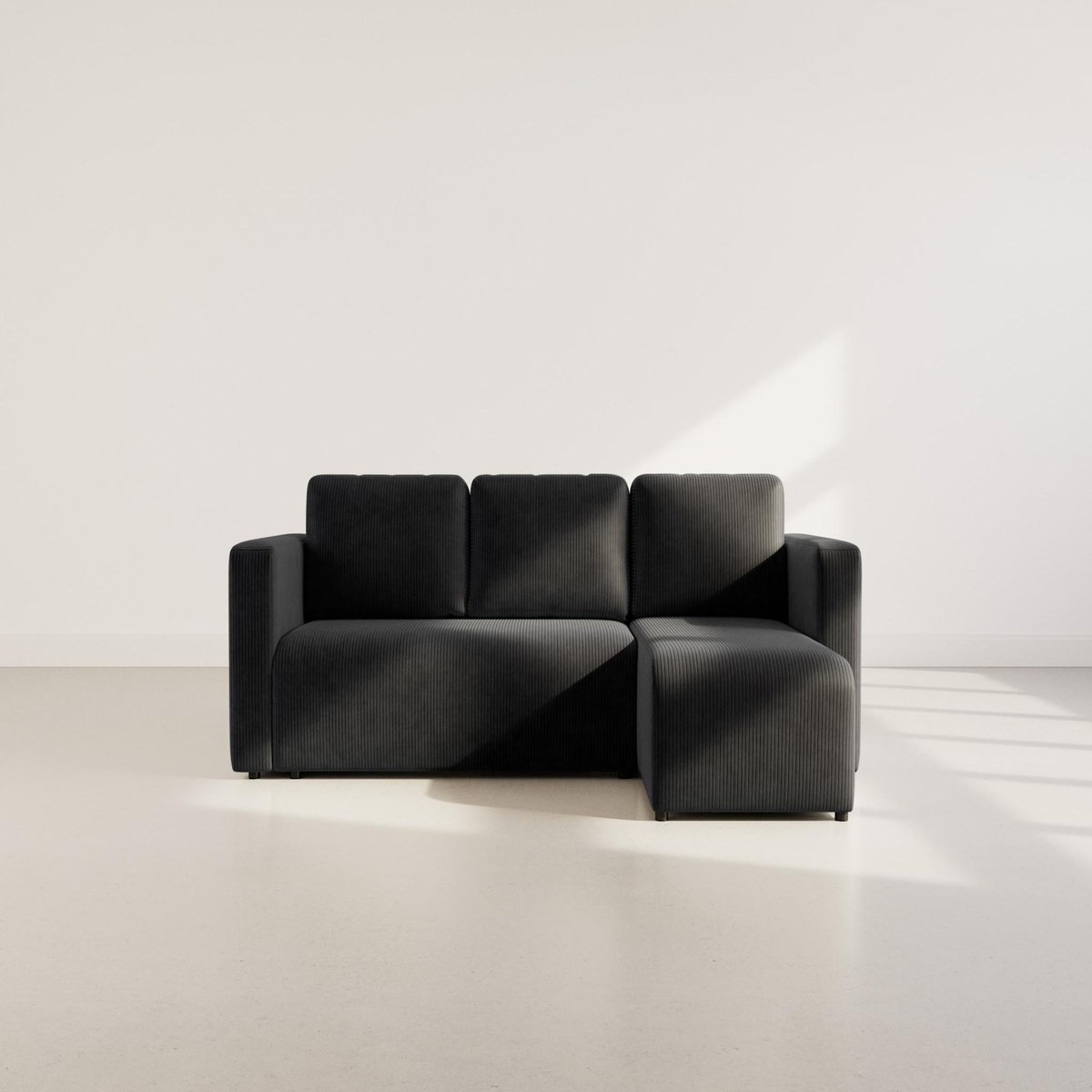 BEST MOBILIER Canopy - canapé d'angle réversible 4 places convertible avec coffre en velours côtelé