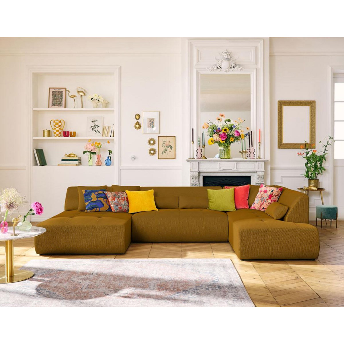 LISA DESIGN Onyx - canapé panoramique d'angle droit - 7 places - en tissu mailles 3d