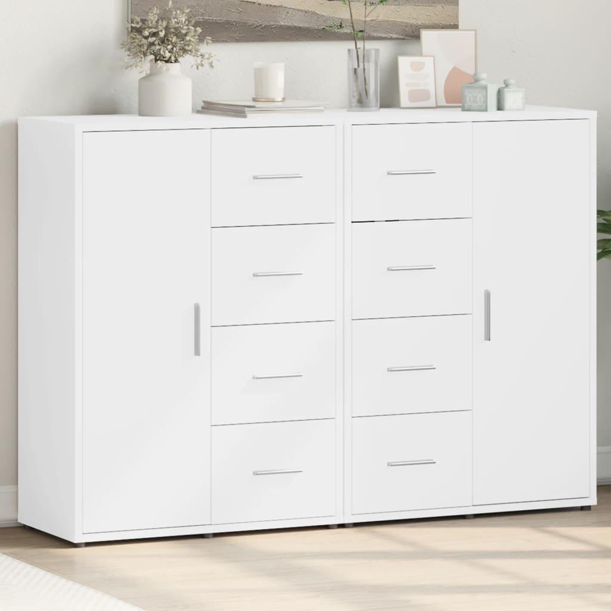 VIDAXL Buffets 2 pcs blanc 60x31x84 cm bois d'ingenierie