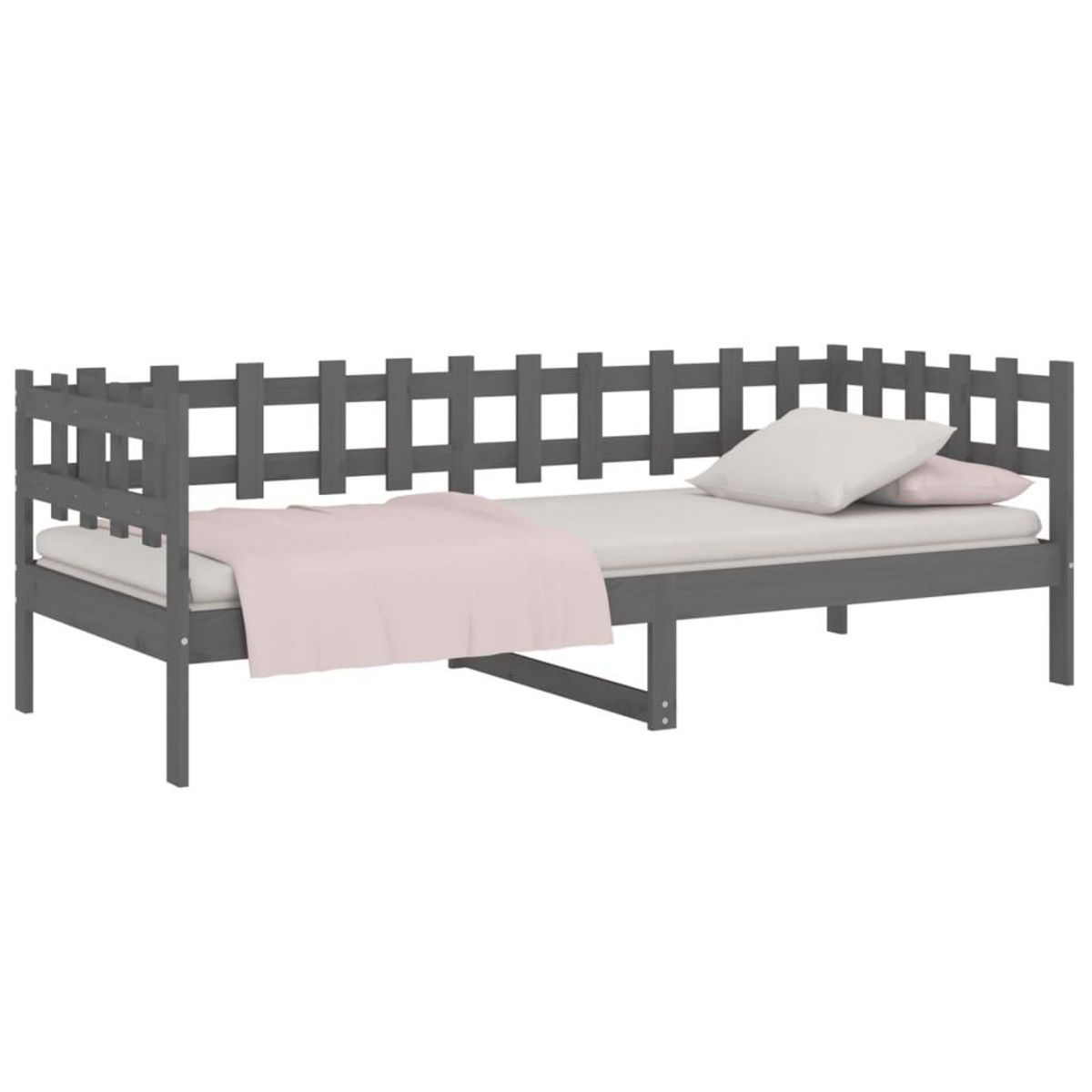 VIDAXL Lit de jour sans matelas gris 90x190 cm bois de pin massif
