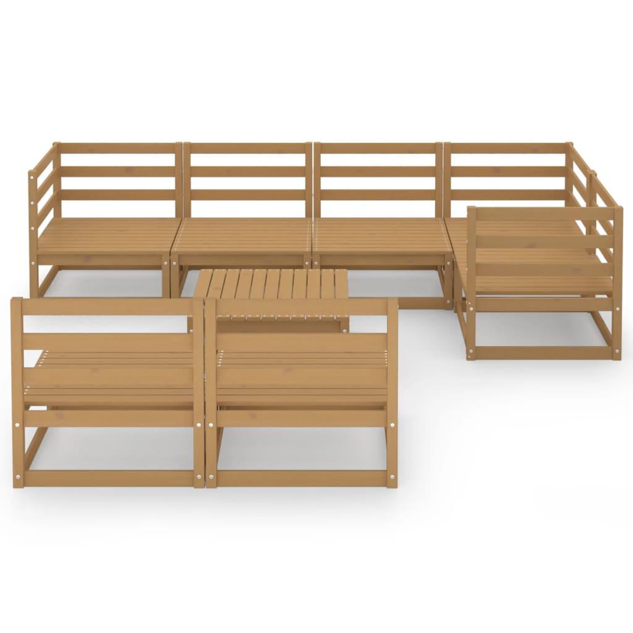 Voir la diapositive 3 : VIDAXL Salon de jardin 8 pcs marron miel bois de pin massif