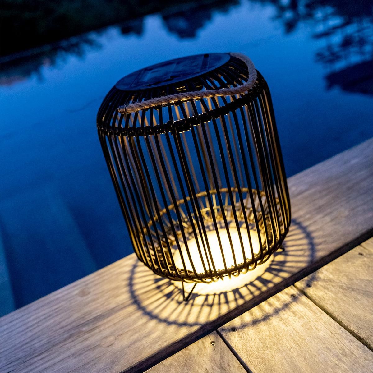 Lumisky Lanterne solaire sur pied RAY Marron Poly rotin H36cm