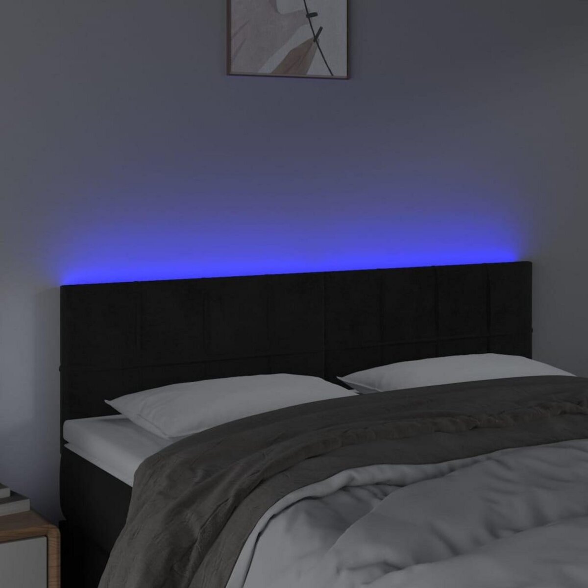VIDAXL Tete de lit a LED Noir 144x5x78/88 cm Velours