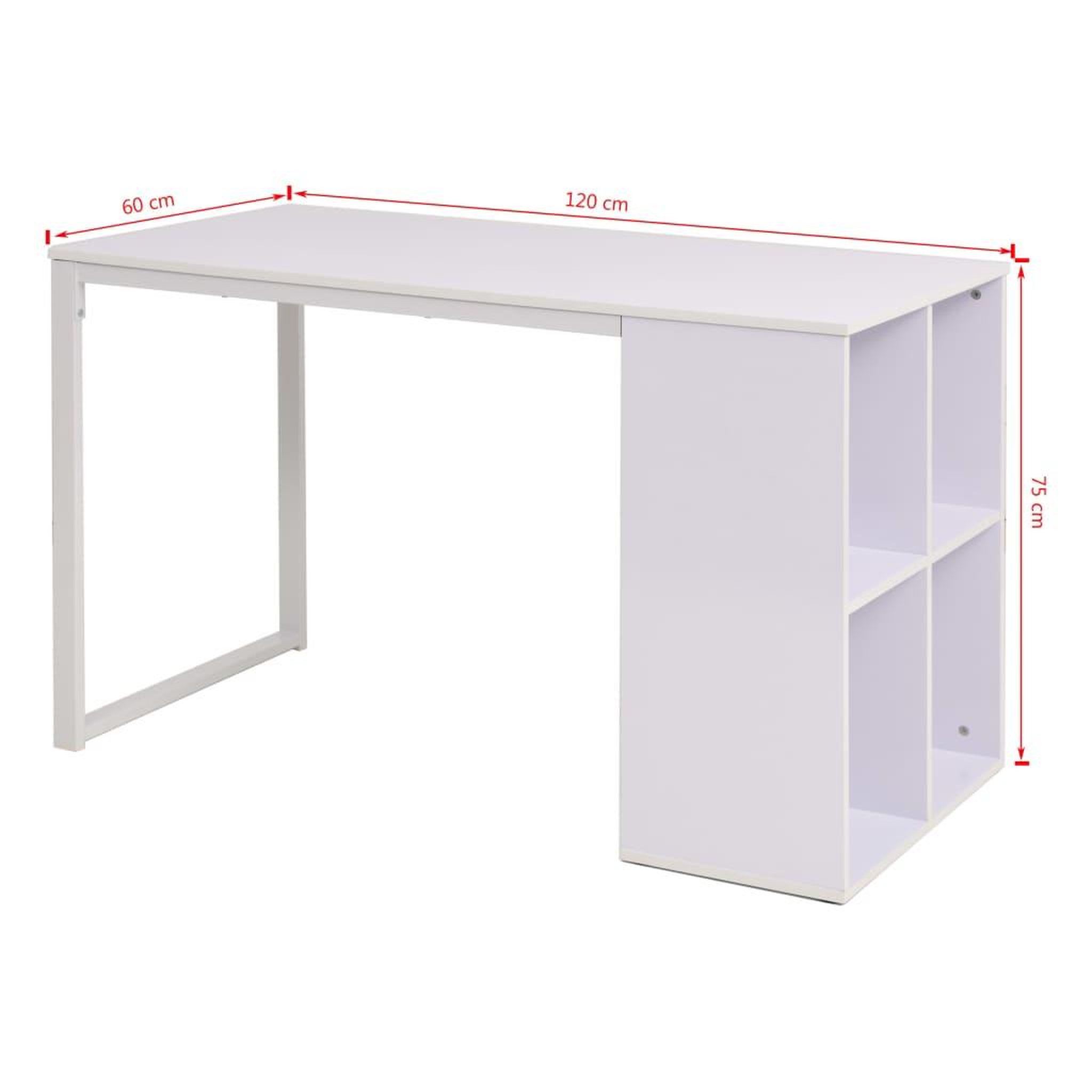 Voir la diapositive 6 : VIDAXL Table d'ecriture 120x60x75 cm Blanc