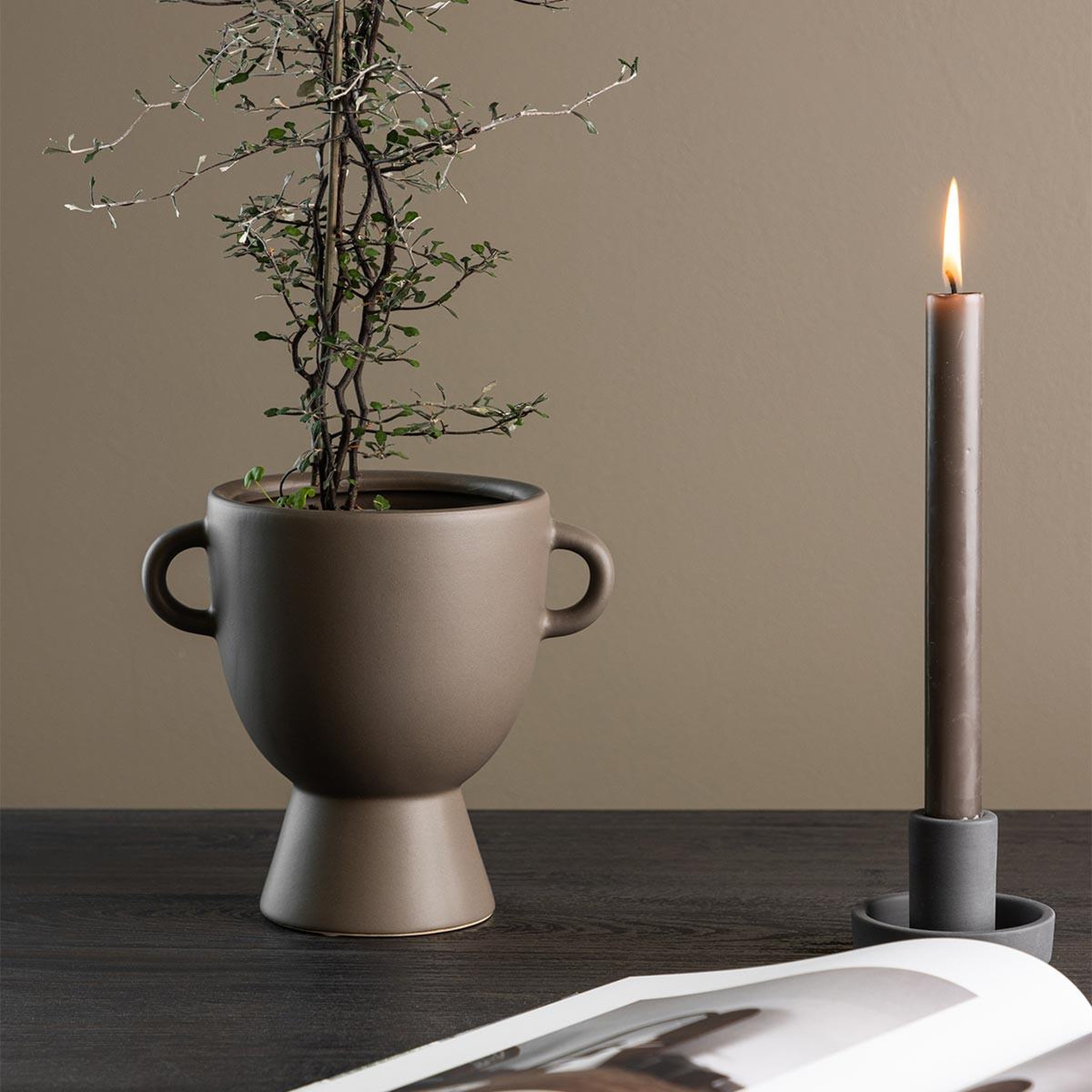 Voir la diapositive 5 : Paris Prix Pot Design en Céramique  Cent  18cm Marron
