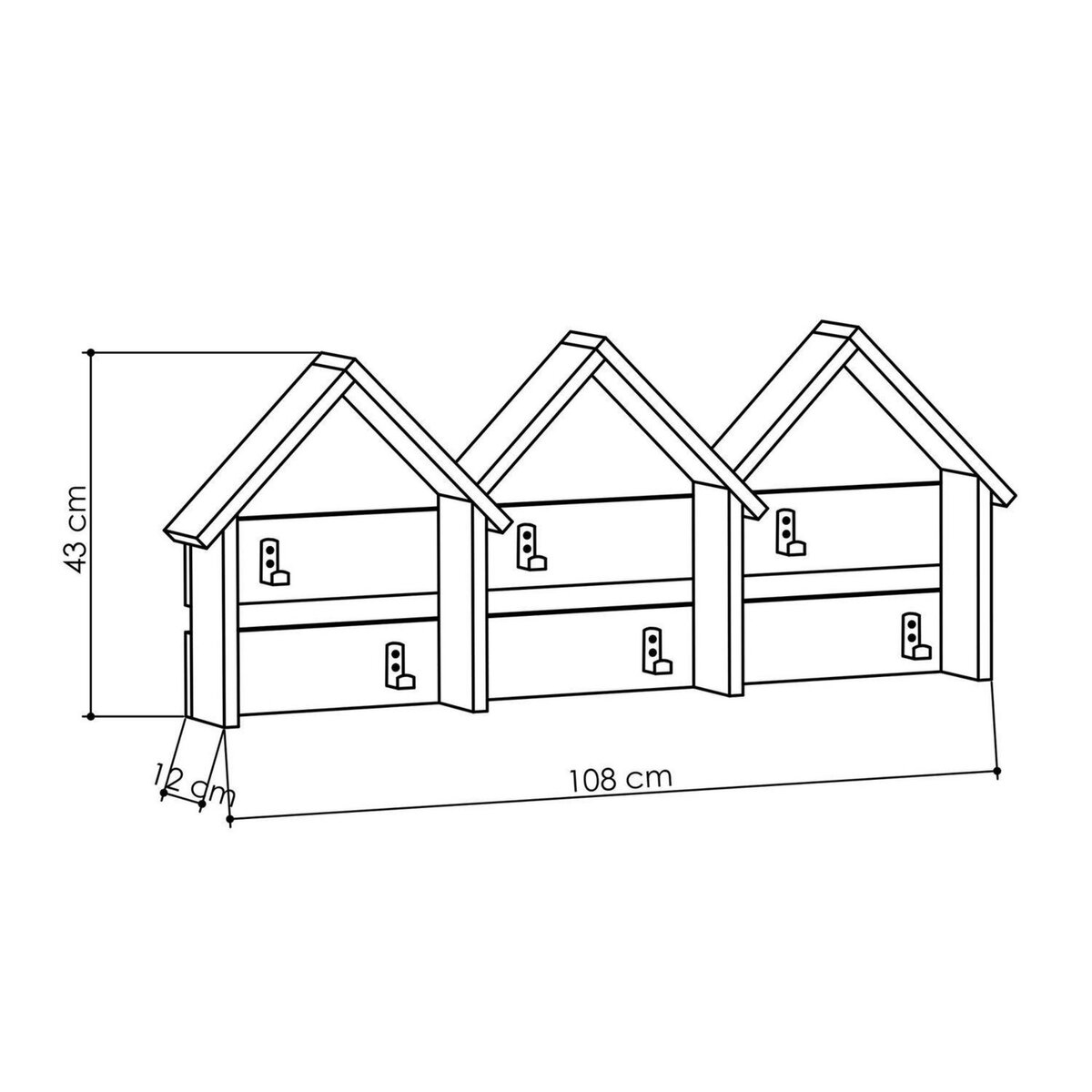 TOILINUX Porte-manteau en mélaminé 6 accroches en métal - Beige