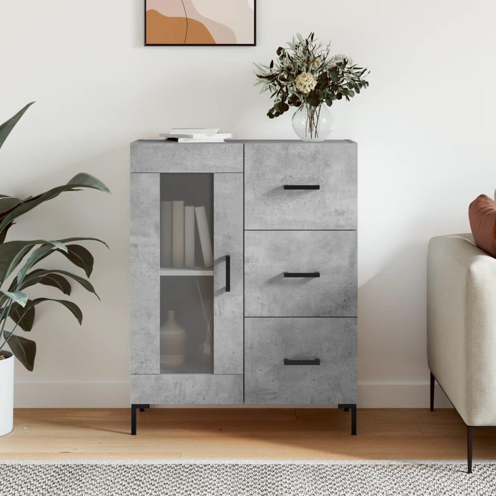 VIDAXL Buffet gris beton 69,5x34x90 cm bois d'ingenierie