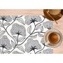 Voir la diapositive 2 : HABITABLE Lot de 2 sets de table motifs ginkgo CASSIA - 28 x 43 cm - Beige et noir