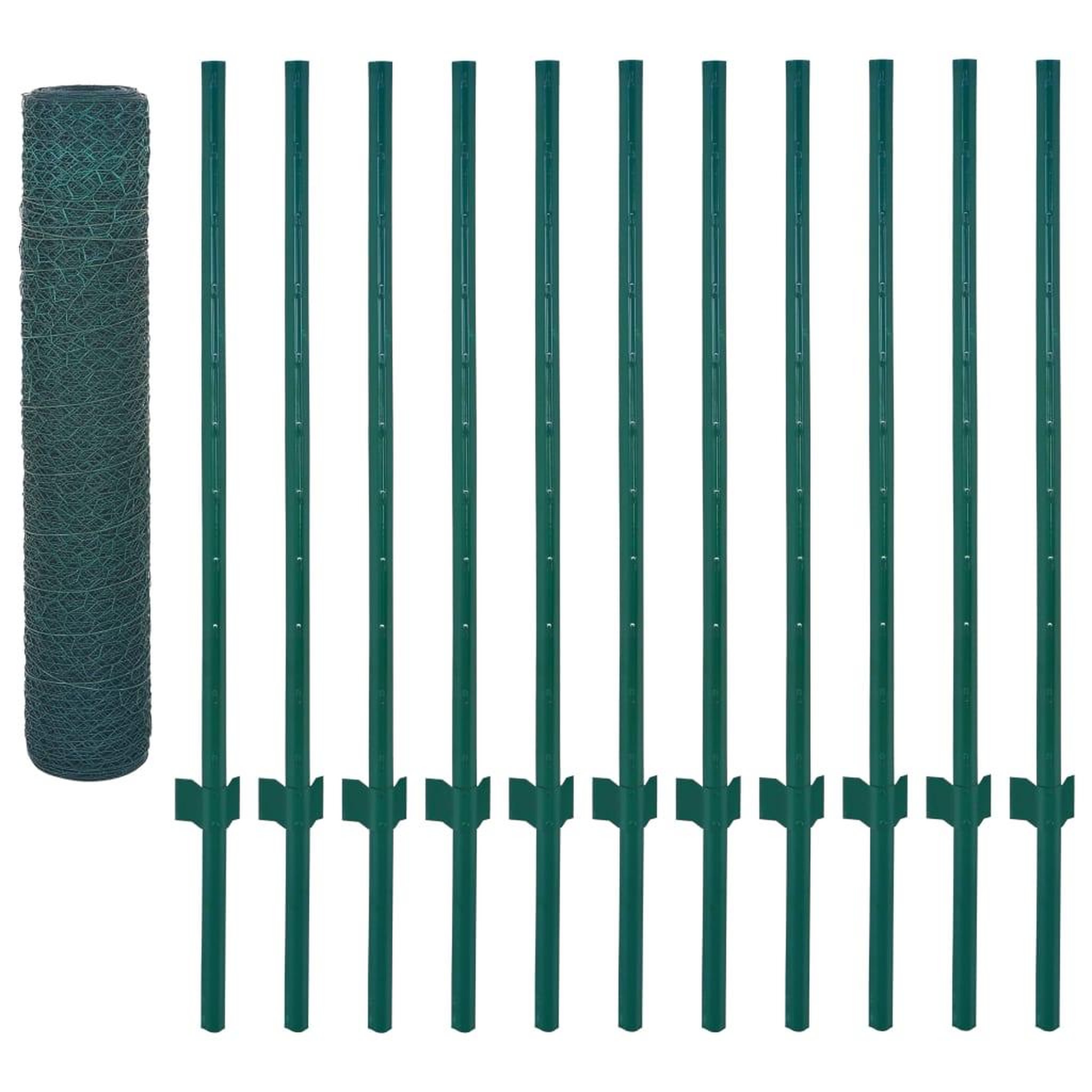 Voir la diapositive 3 : VIDAXL Cloture en grillage metallique avec poteaux Acier 25x0,75m Vert