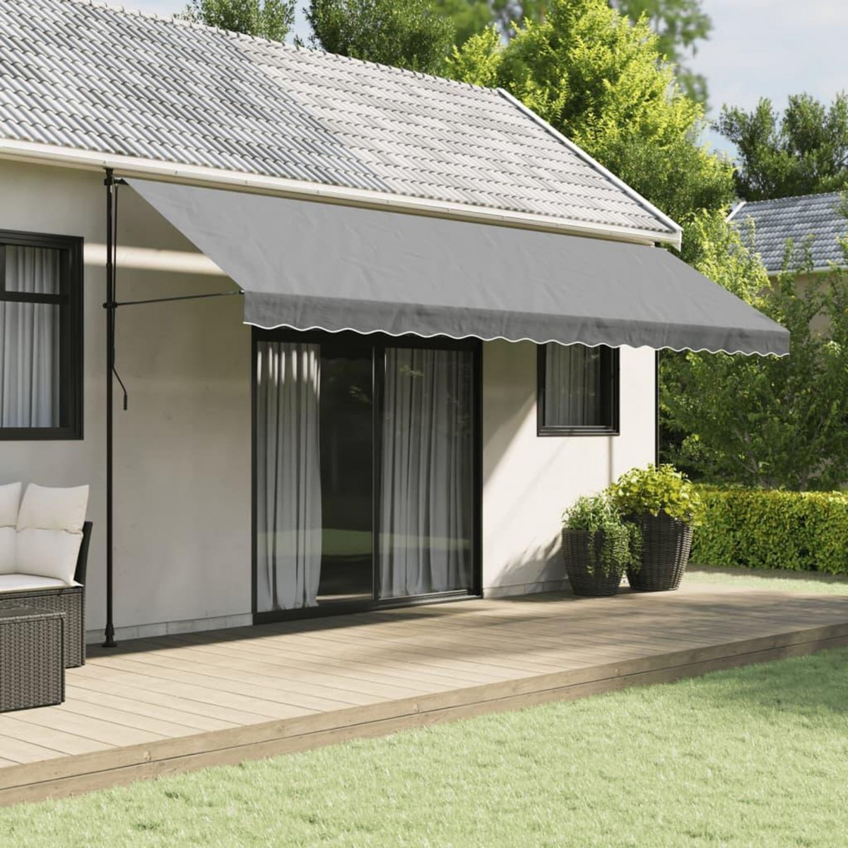 VIDAXL Tissu de remplacement de cantonniere d'auvent rayure anthracite