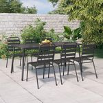 VIDAXL Ensemble a manger de jardin 7 pcs anthracite acier
