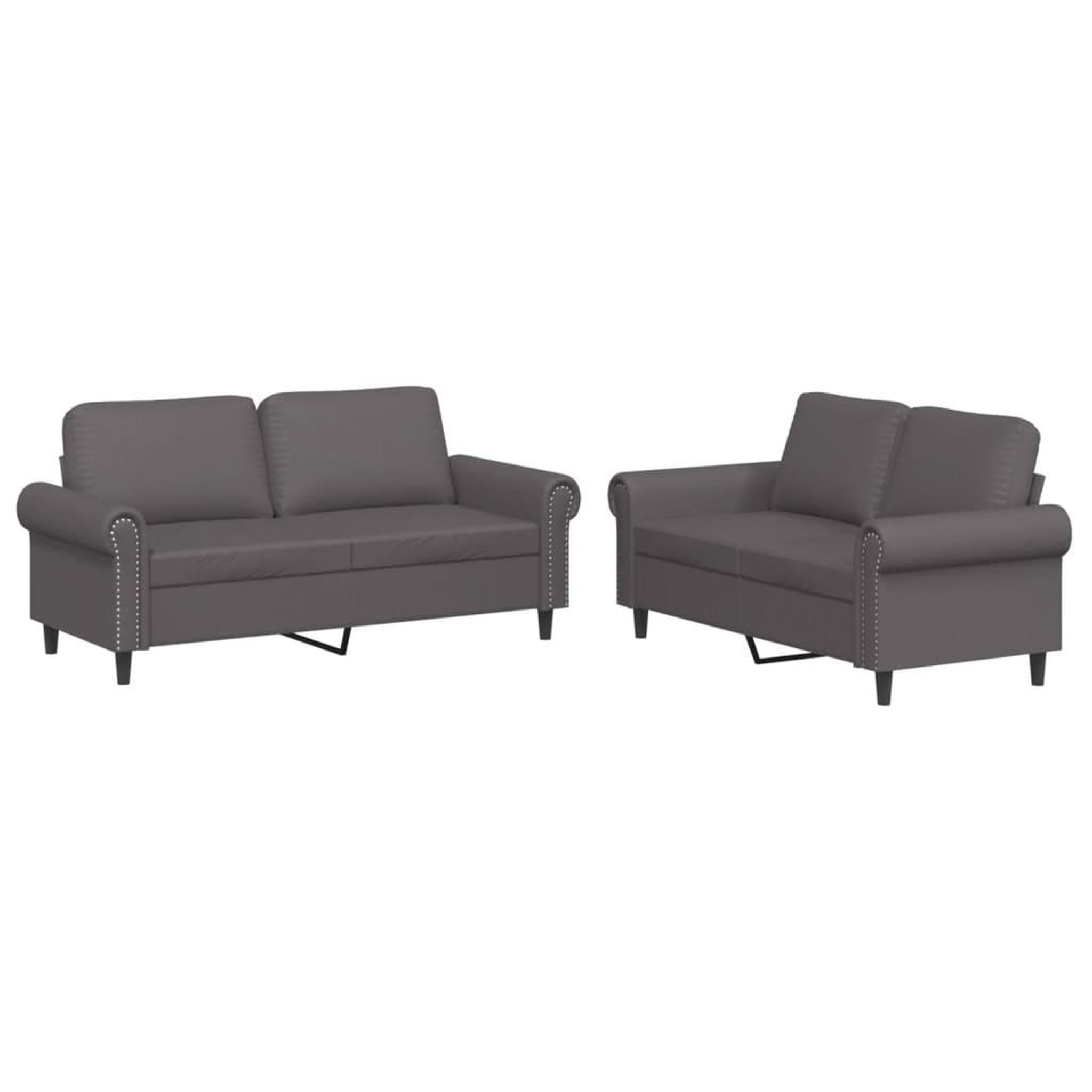Voir la diapositive 2 : VIDAXL Ensemble de canapes 2 pcs avec coussins Gris Similicuir