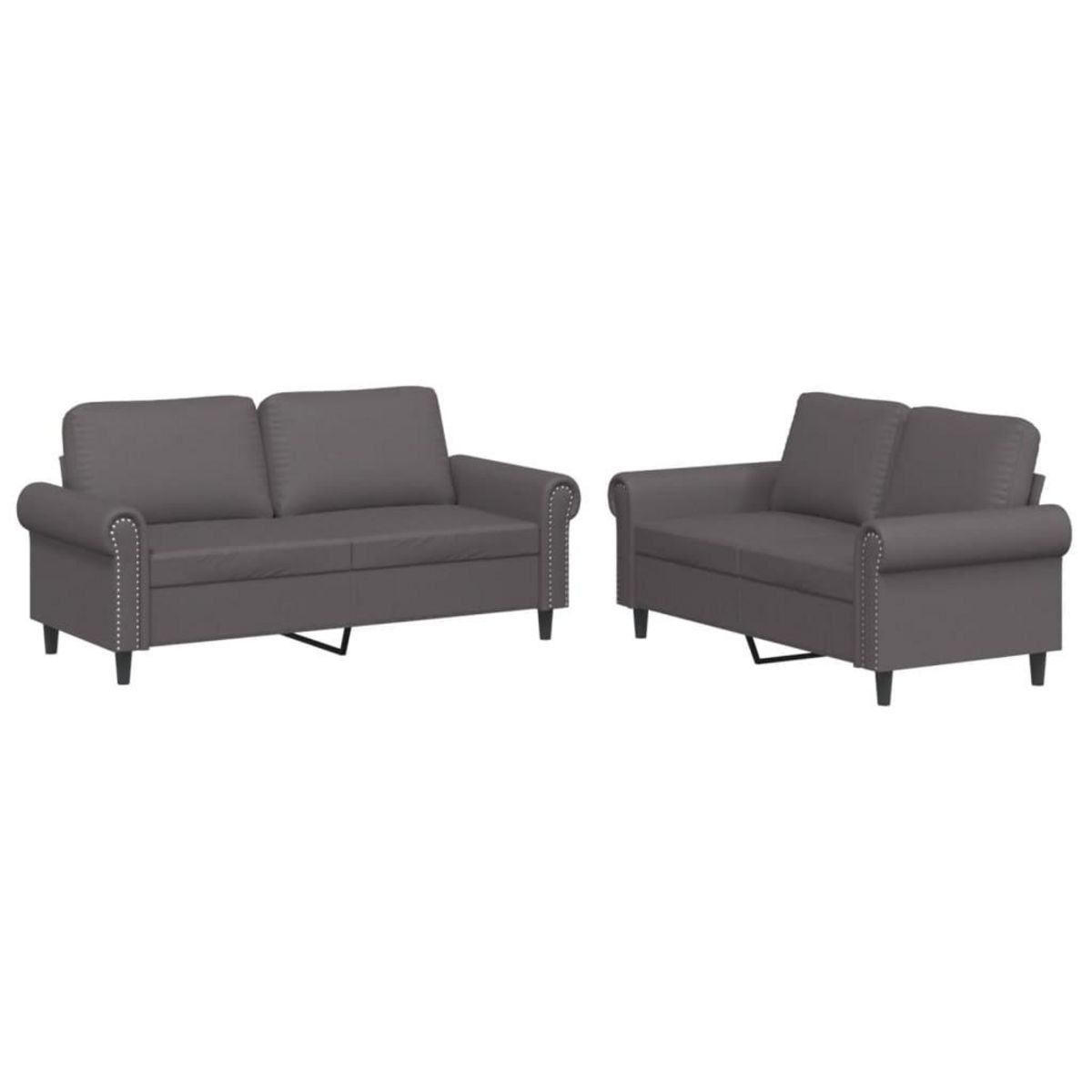 VIDAXL Ensemble de canapes 2 pcs avec coussins Gris Similicuir