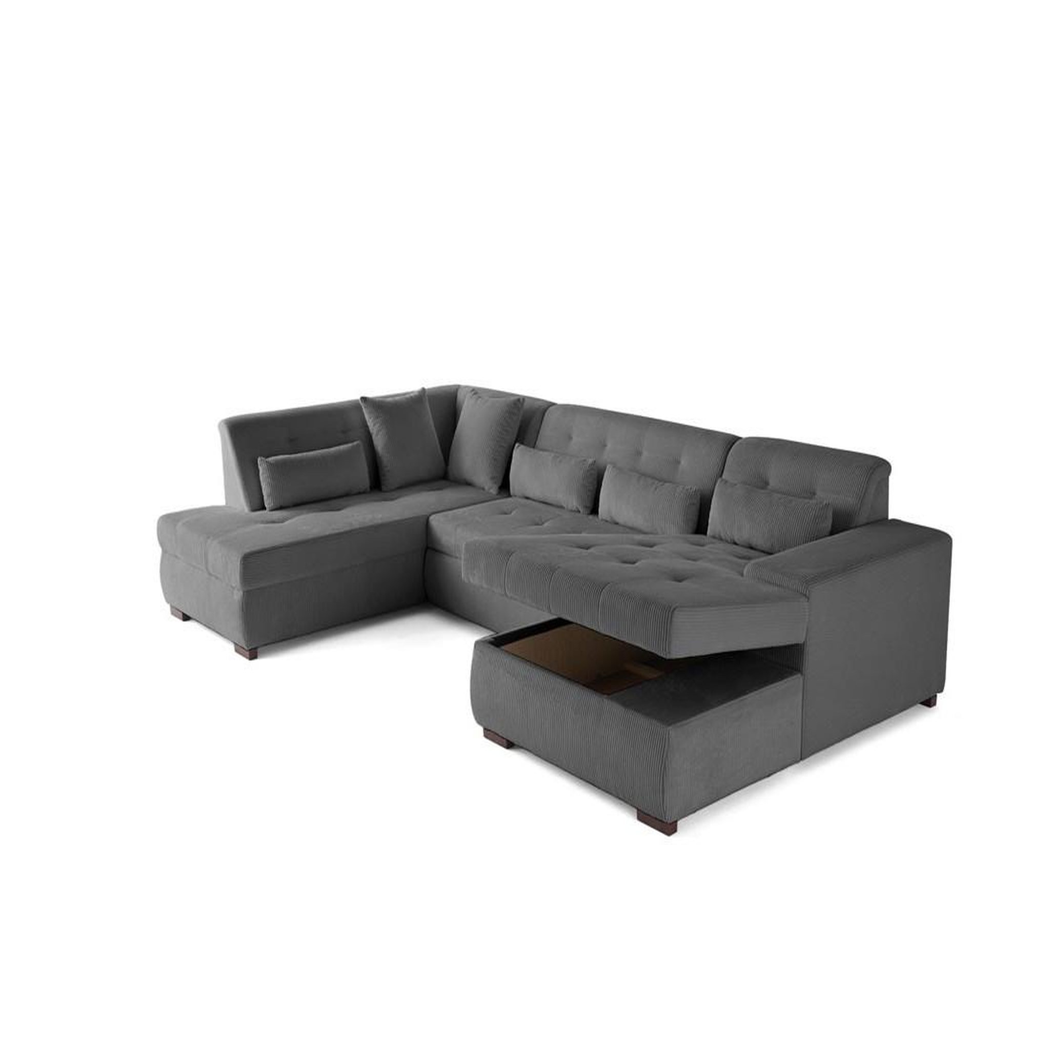 Voir la diapositive 5 : LISA DESIGN Vermont - canapé panoramique d'angle gauche - 7 places - convertible avec coffre - en velours côtelé