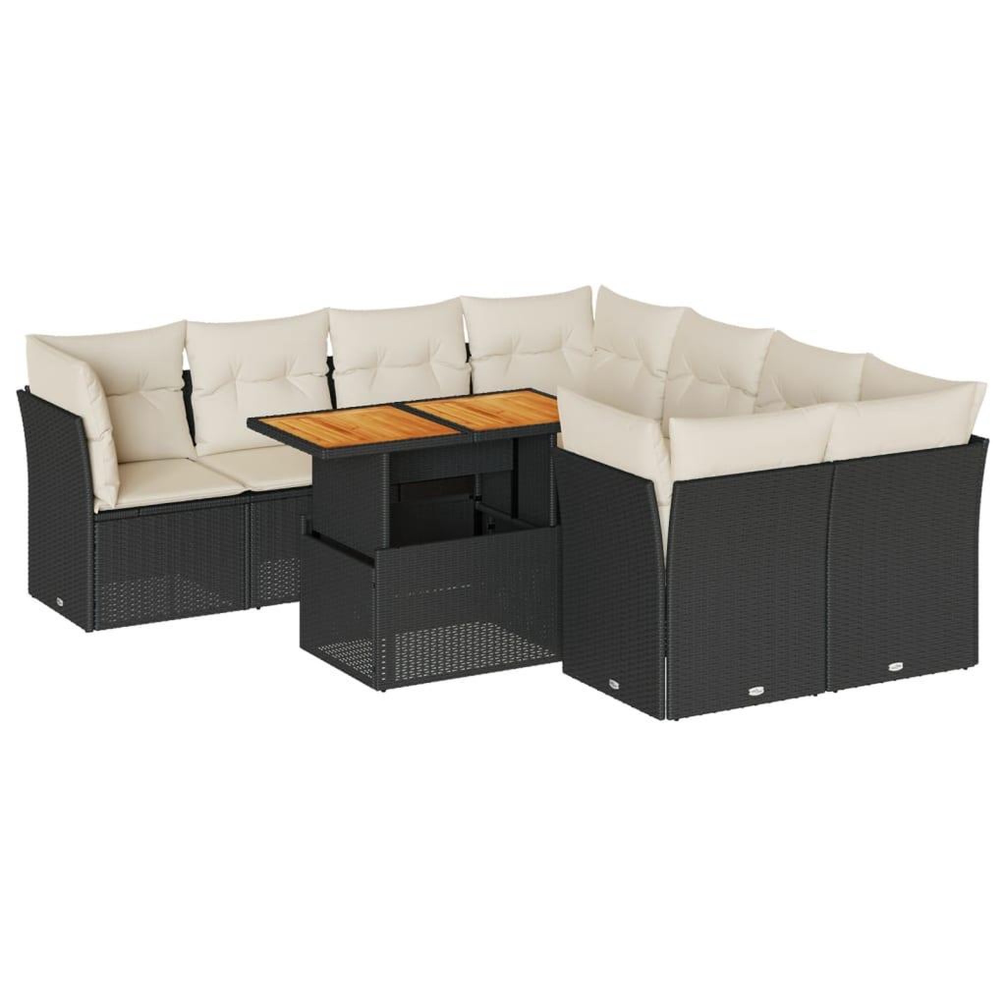 Voir la diapositive 2 : VIDAXL Salon de jardin 9 pcs avec coussins noir resine tressee