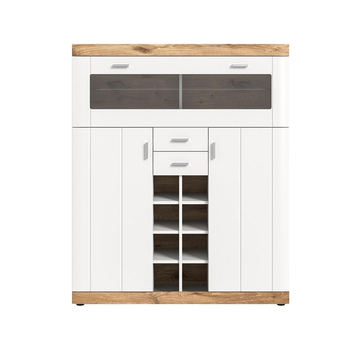 BEST MOBILIER Coventry - buffet haut - blanc et effet bois - 142 cm