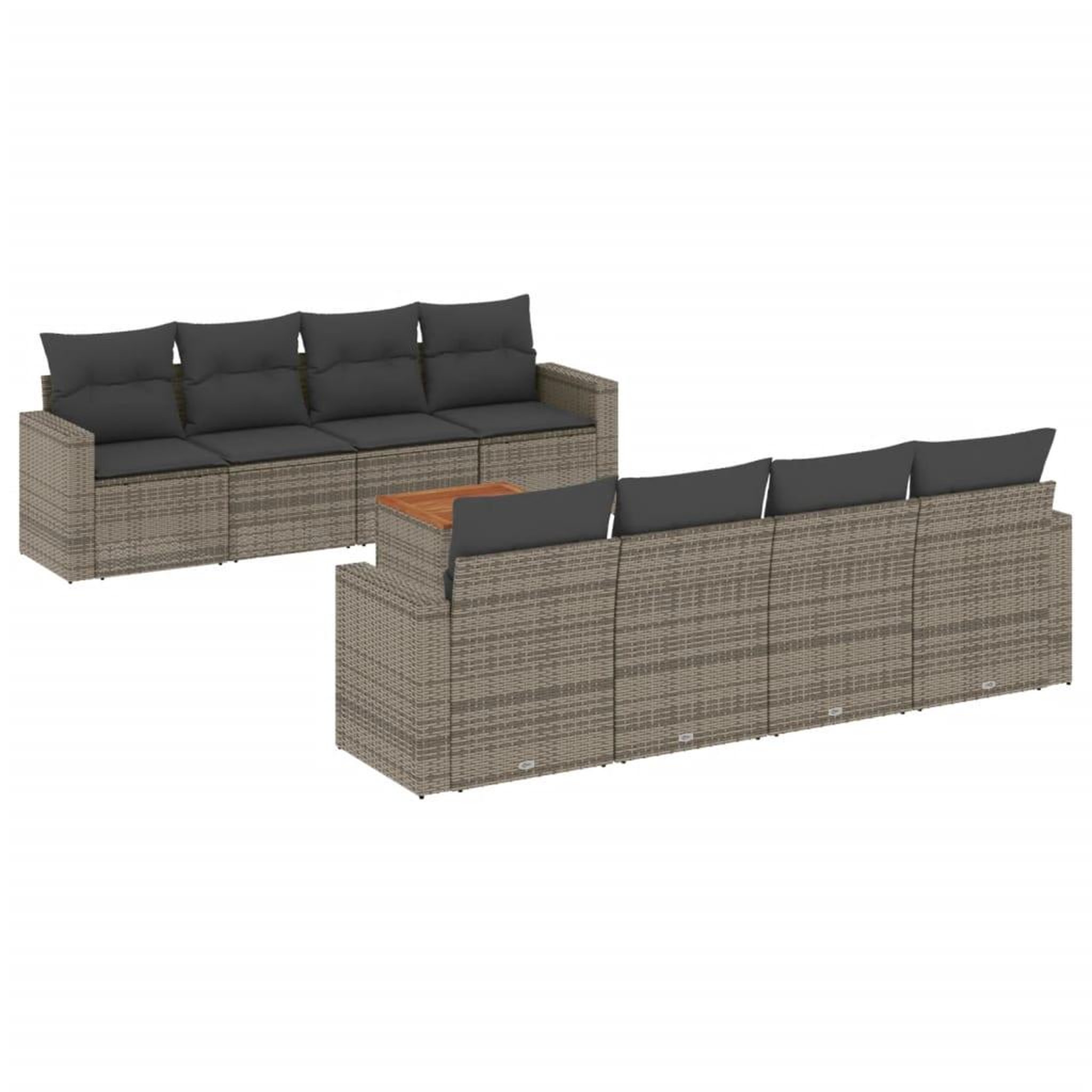 Voir la diapositive 2 : VIDAXL Salon de jardin 9 pcs avec coussins gris resine tressee
