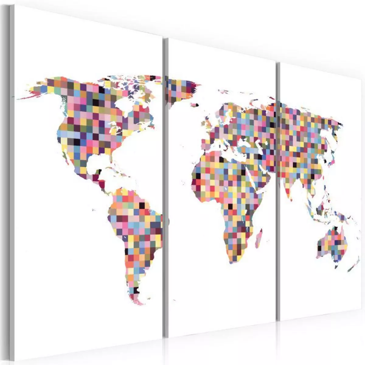 Paris Prix Tableau 3 Panneaux  Carte du Monde en Pixels 