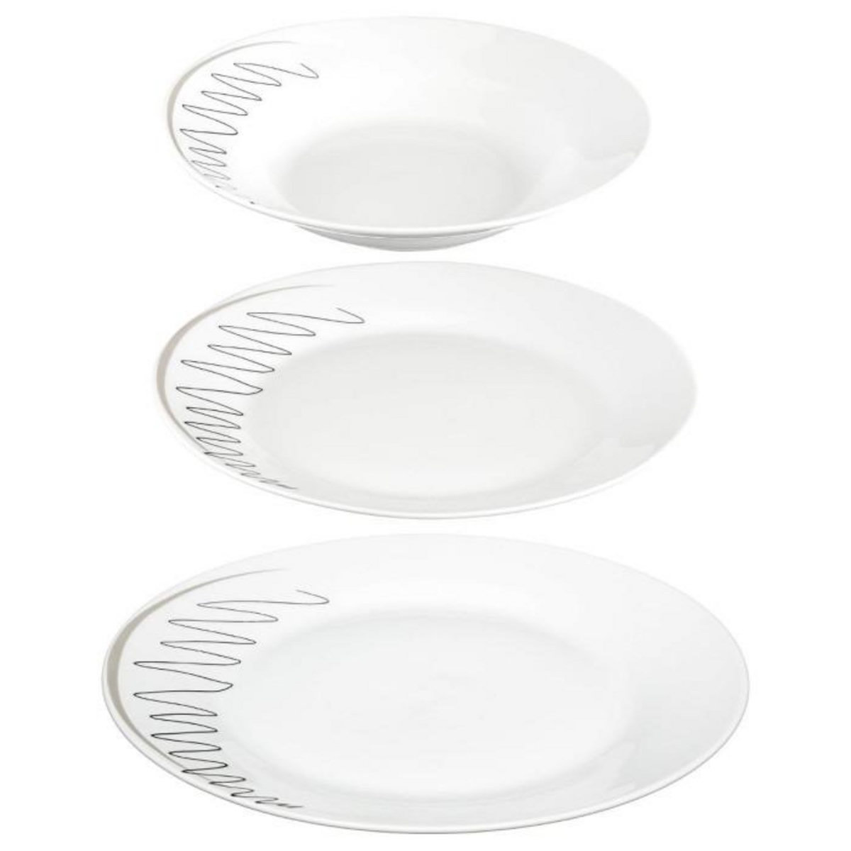 SECRET DE GOURMET Service de Table 18 Pièces  Esquisse  27cm Blanc & Gris