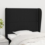 VIDAXL Tete de lit avec oreilles Noir 103x23x118/128 cm Tissu