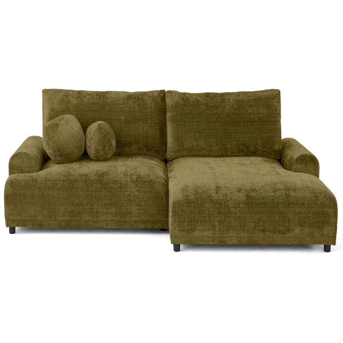 LISA DESIGN Nelly - canapé d'angle droit 4 places convertible avec coffre en velours texturé