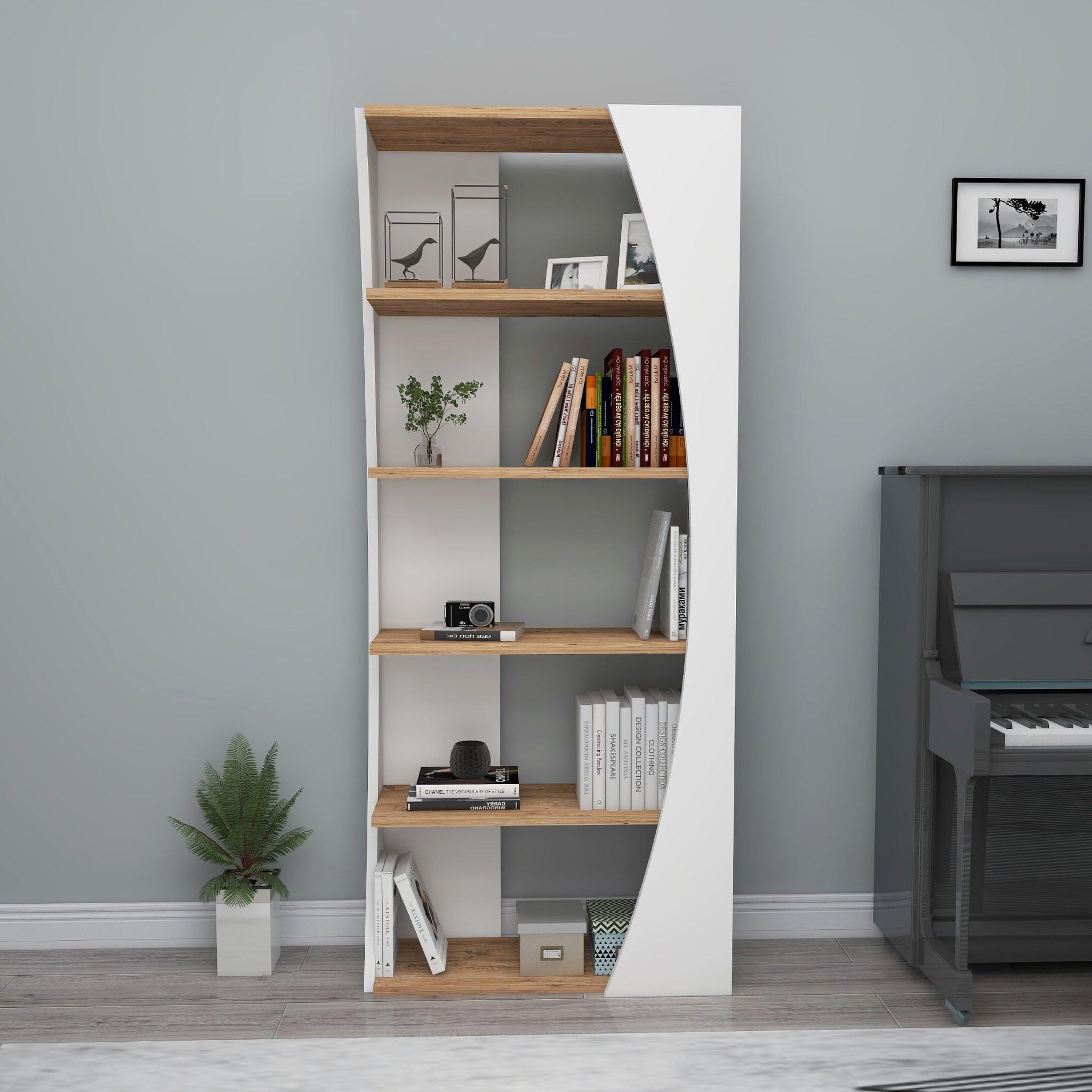 Voir la diapositive 3 : Habitat et Jardin Bibliothèque en bois  selge   - 63 x 23 x 150 cm - pin atlantiqueblanc