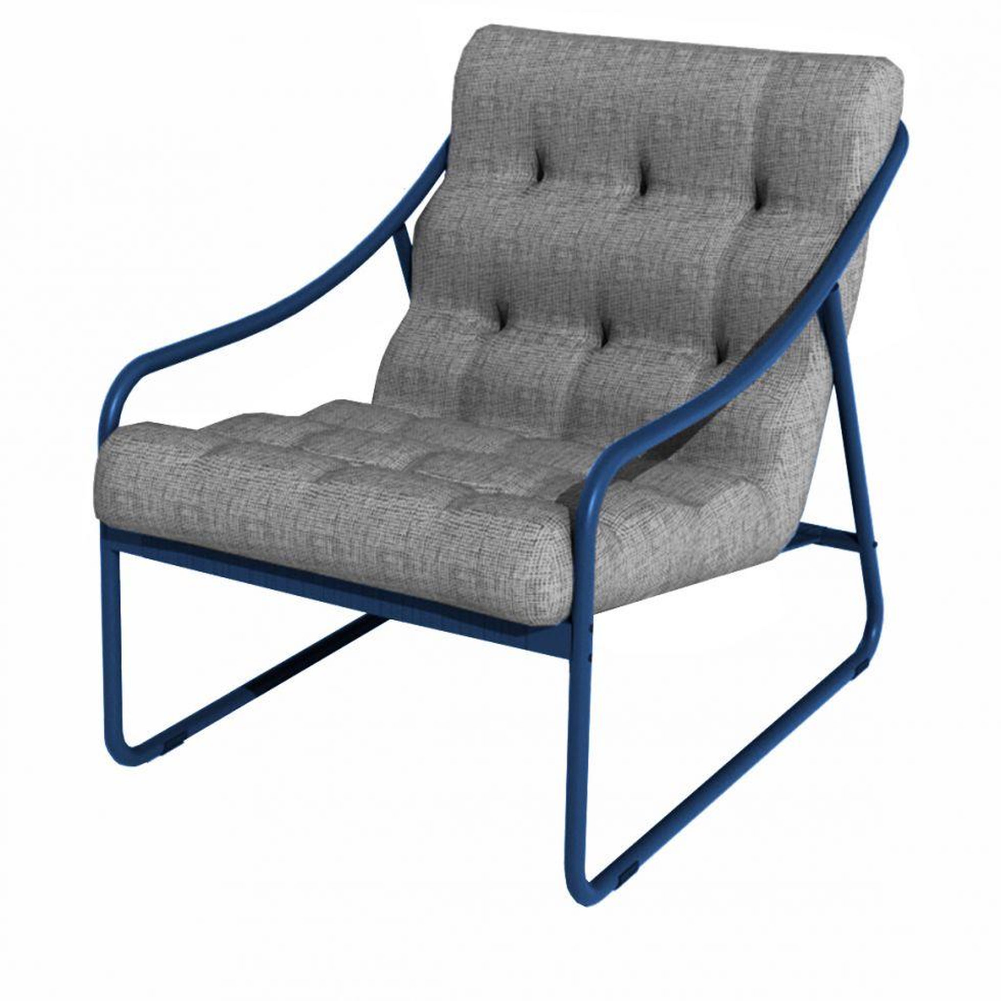Proloisirs Fauteuil relax Bord'eau en aluminium/TPEP avec coussin - bleu/chiné gris