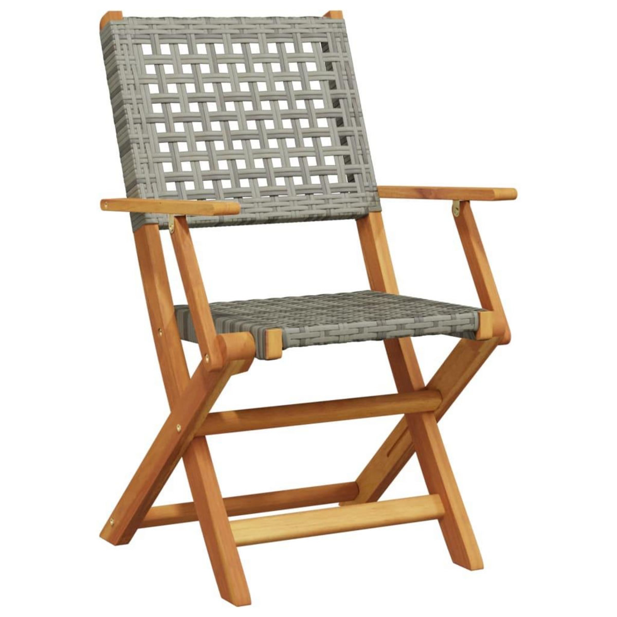 VIDAXL Chaises de jardin pliantes lot de 4 gris poly rotin bois massif