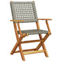 Voir la diapositive 3 : VIDAXL Chaises de jardin pliantes lot de 4 gris poly rotin bois massif