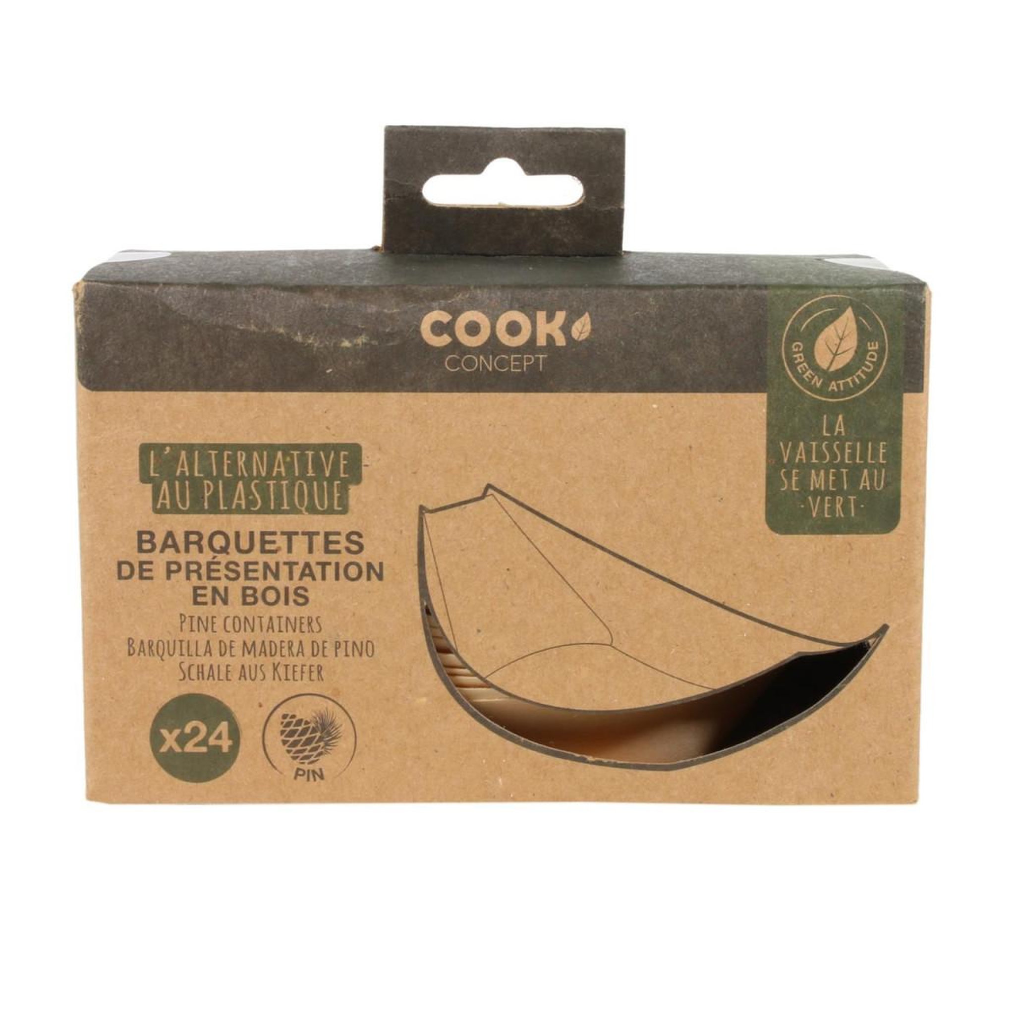 Voir la diapositive 6 : COOK CONCEPT Lot de 24 Barquettes Carton  Bateau  13cm Naturel