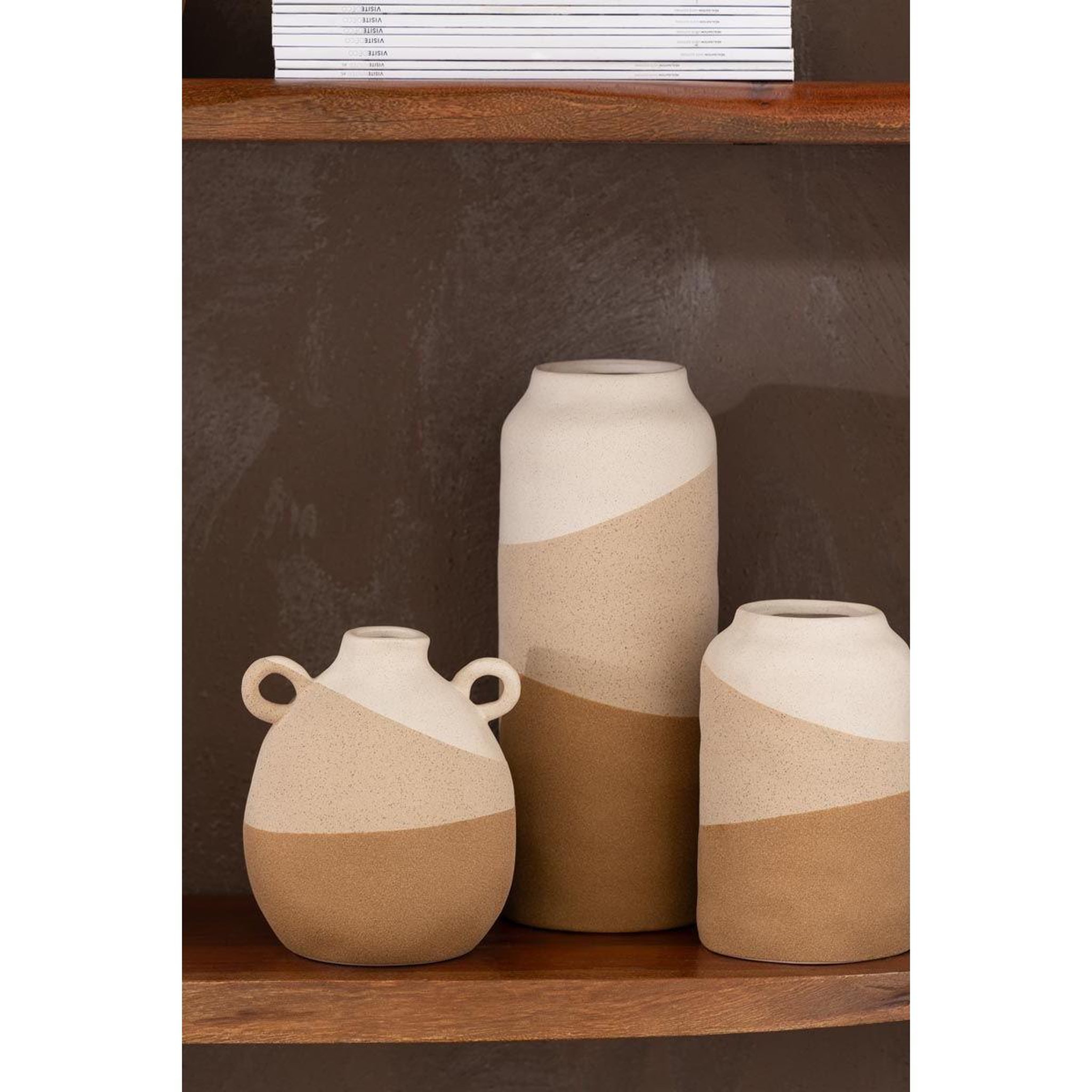 Voir la diapositive 4 : J-LINE Vase à oreilles  charley  19cm beige