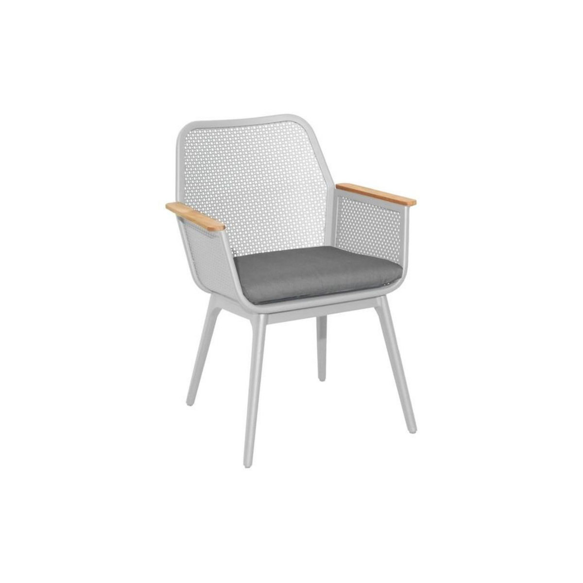 Proloisirs Fauteuil repas de jardin Maestro alu acc teck+galette sunbrella - blanc/119