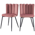 MAISON PAVANE Lot de 2 chaises en velours rose et pieds en métal noir-Rosy