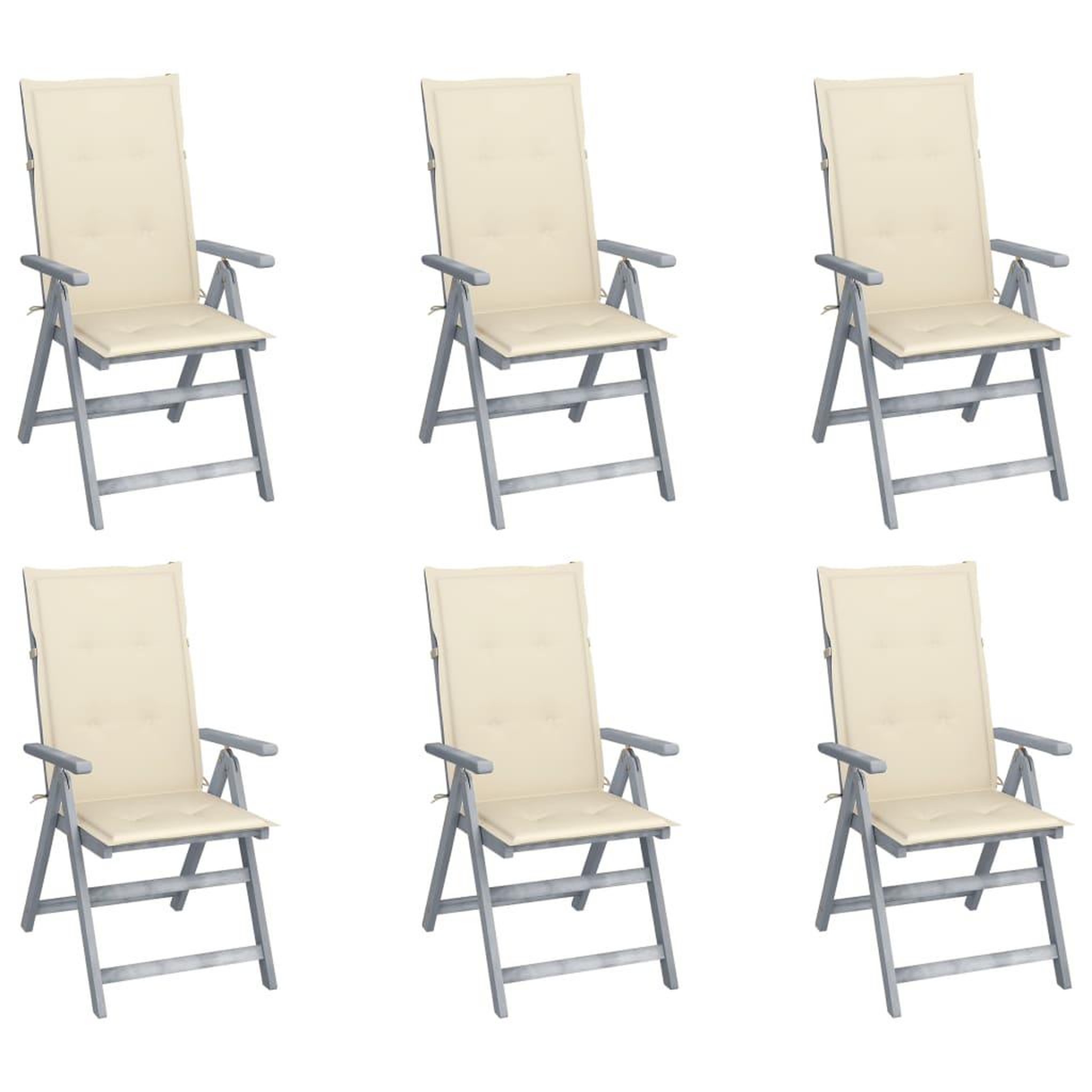 VIDAXL Chaises inclinables de jardin lot de 6 et coussins Bois acacia
