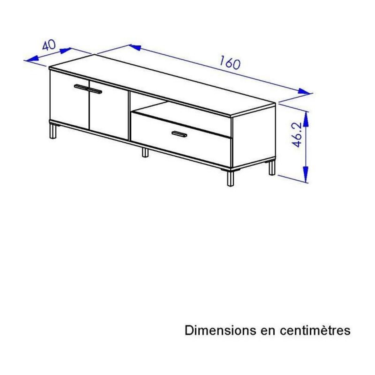 GAMI Banc TV - TRUST - Chene / Noir - 2 portes - 1 tiroir - 140 x 40 x 47 cm - GAMI