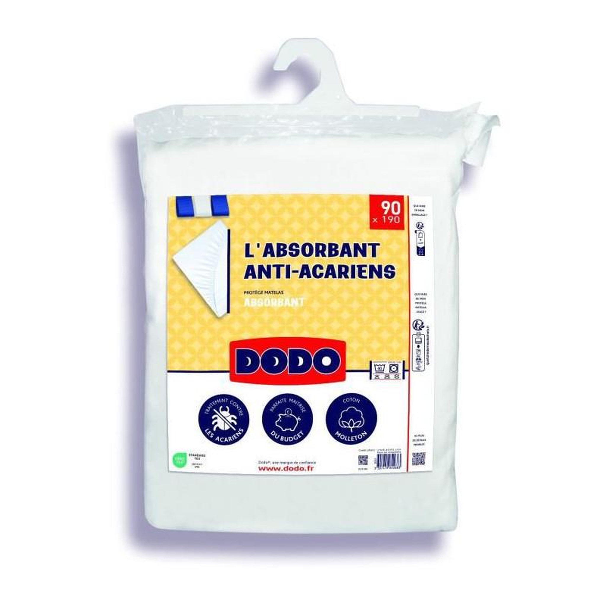 DODO Protege matelas absorbant - 90x190 cm - Coton - Anti acariens