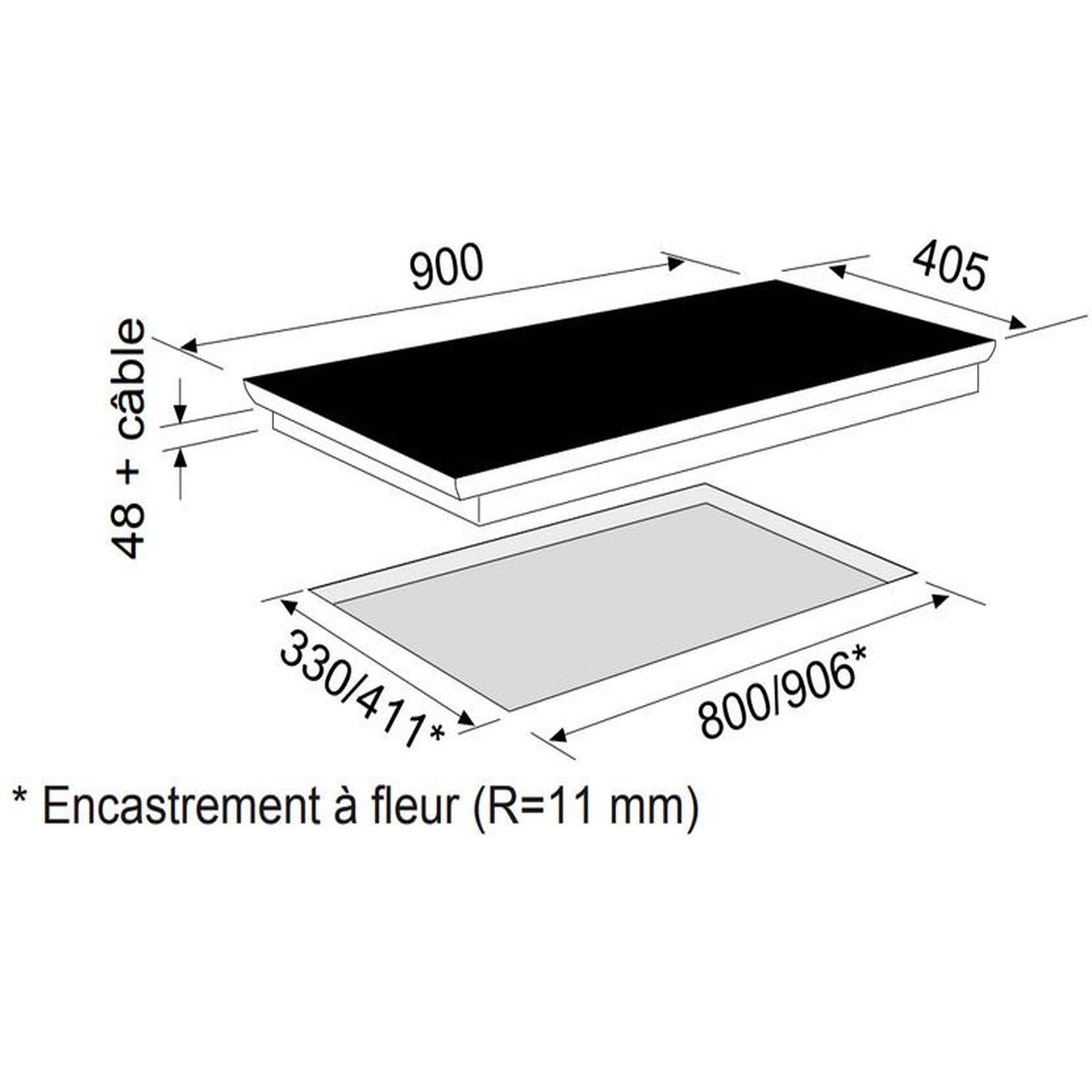 Voir la diapositive 2 : Airlux Table de cuisson induction 90cm 3 feux 7400w noir - atif930bk